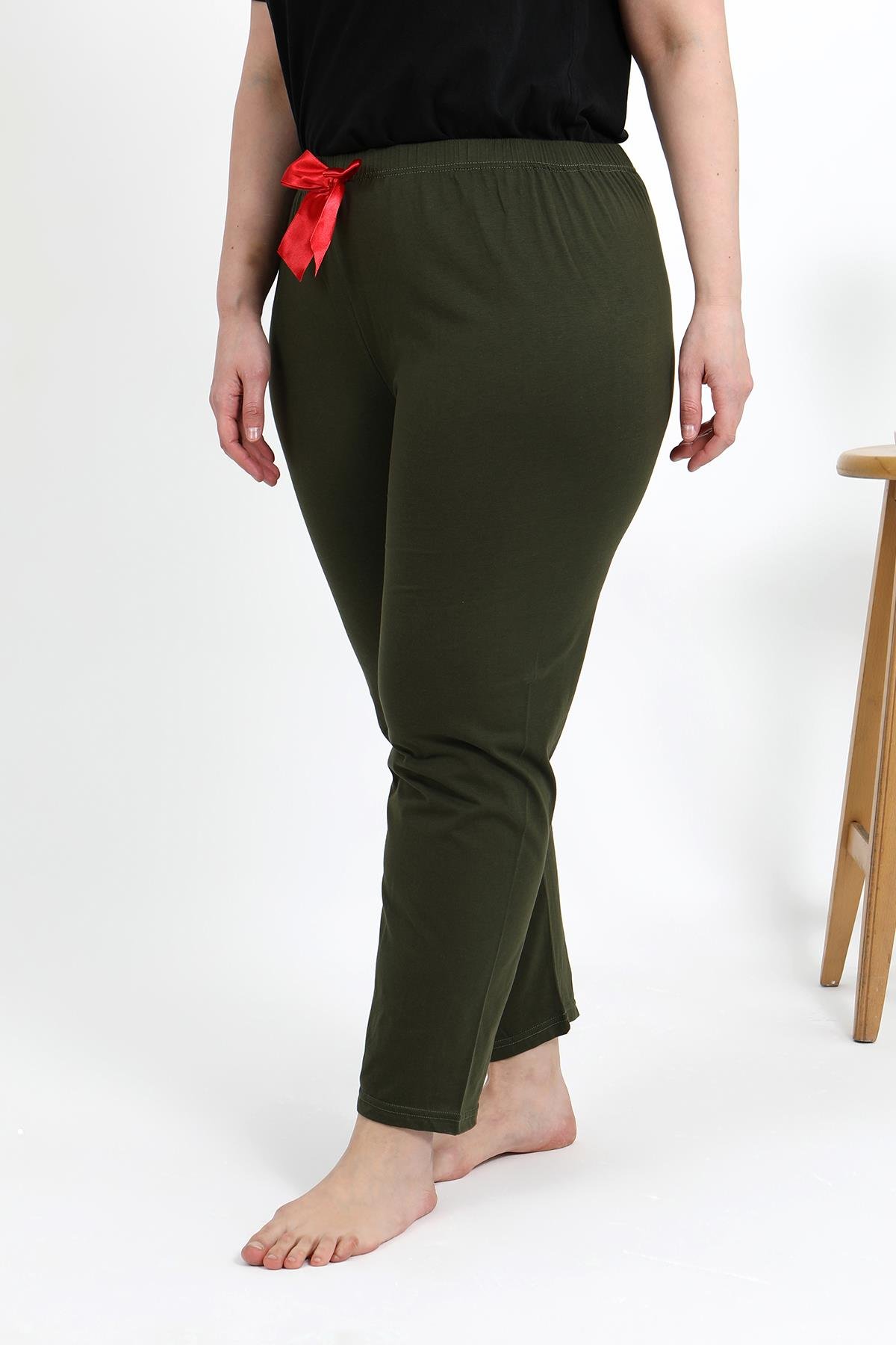 Akbeniz Kadın Pamuklu Büyük Beden Alt Pijama 27559 Haki