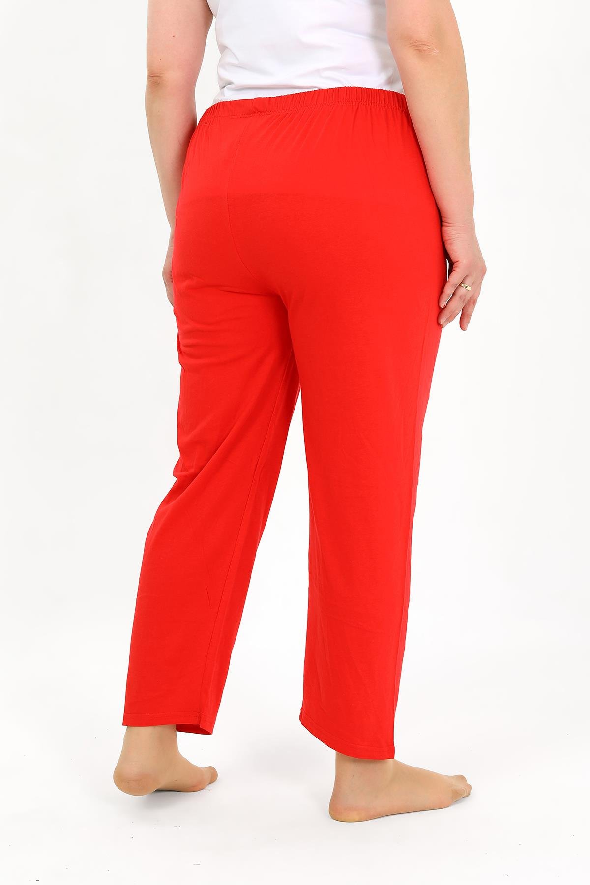 Akbeniz Kadın Pamuklu Büyük Beden Alt Pijama Kırmızı 27560 