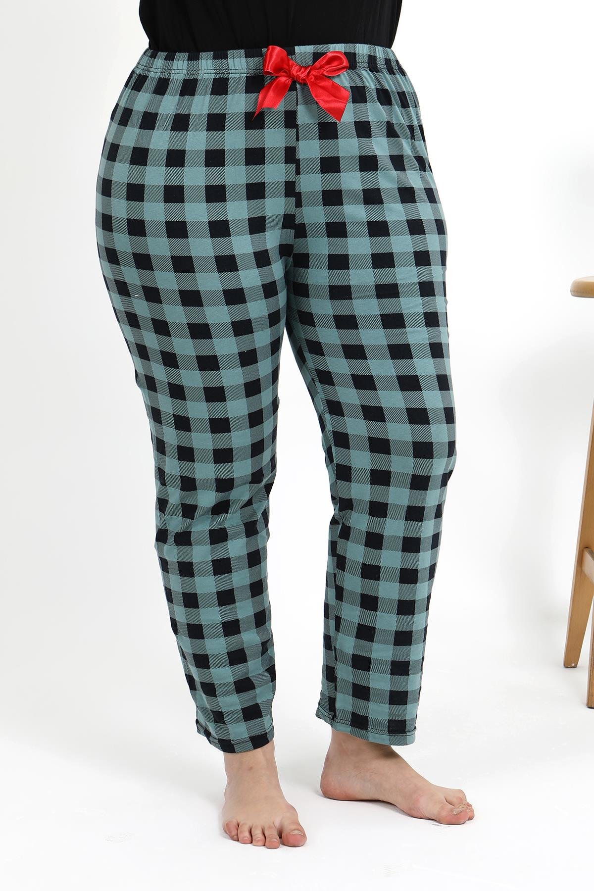 Akbeniz Kadın Pamuklu Büyük Beden Alt Pijama 27557 Turkuaz