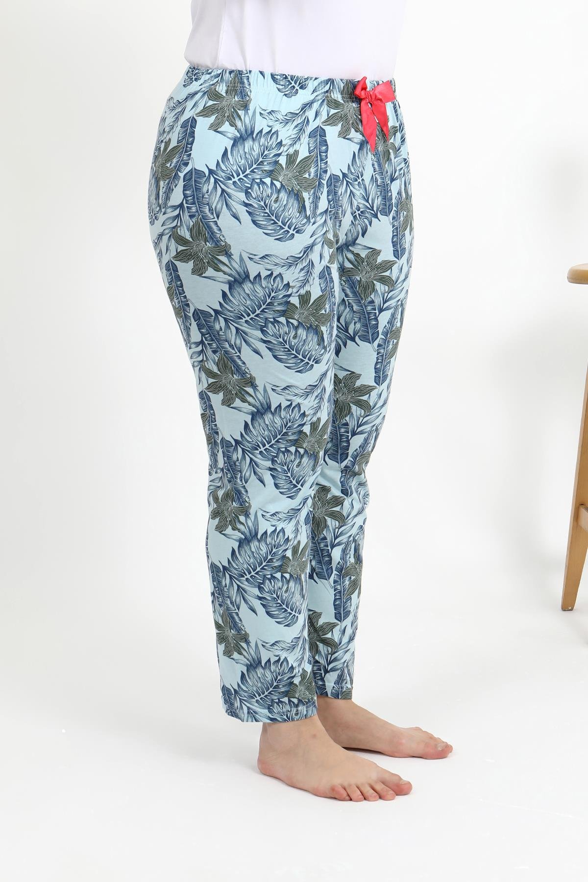 Akbeniz Kadın Pamuklu Büyük Beden Alt Pijama 27558 Mavi