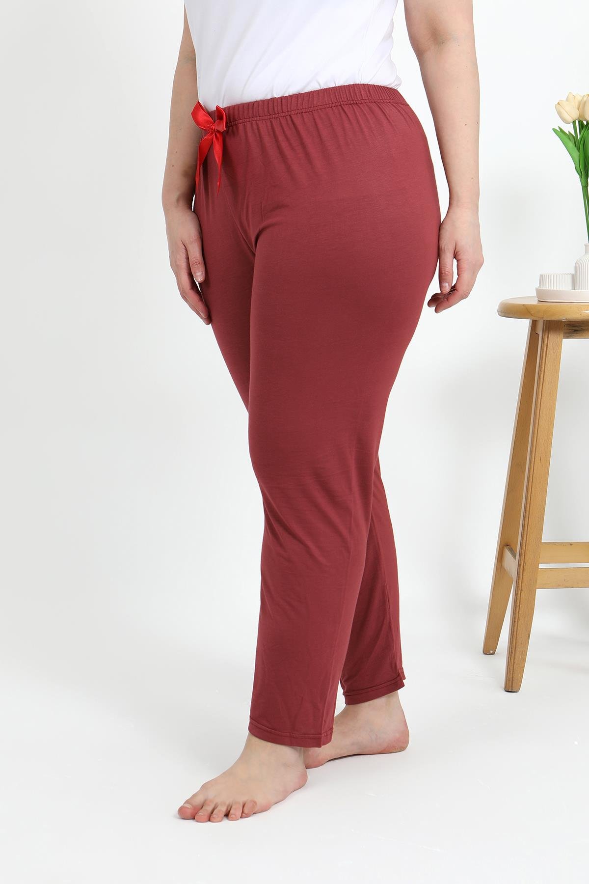 Akbeniz Kadın Pamuklu Büyük Beden Alt Pijama 27559 Yavruağzı