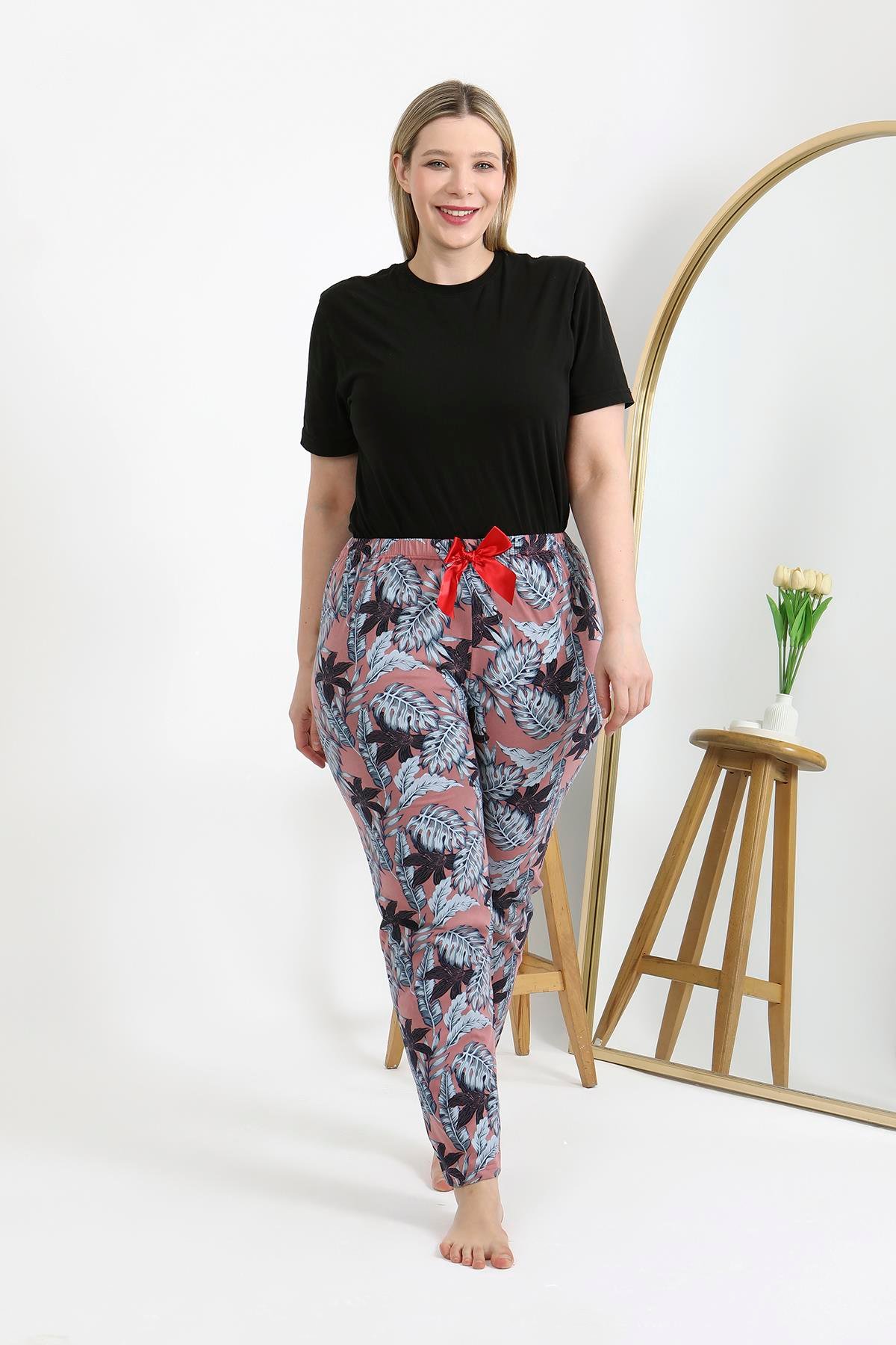 Akbeniz Kadın Pamuklu Büyük Beden Alt Pijama 27557 Somon