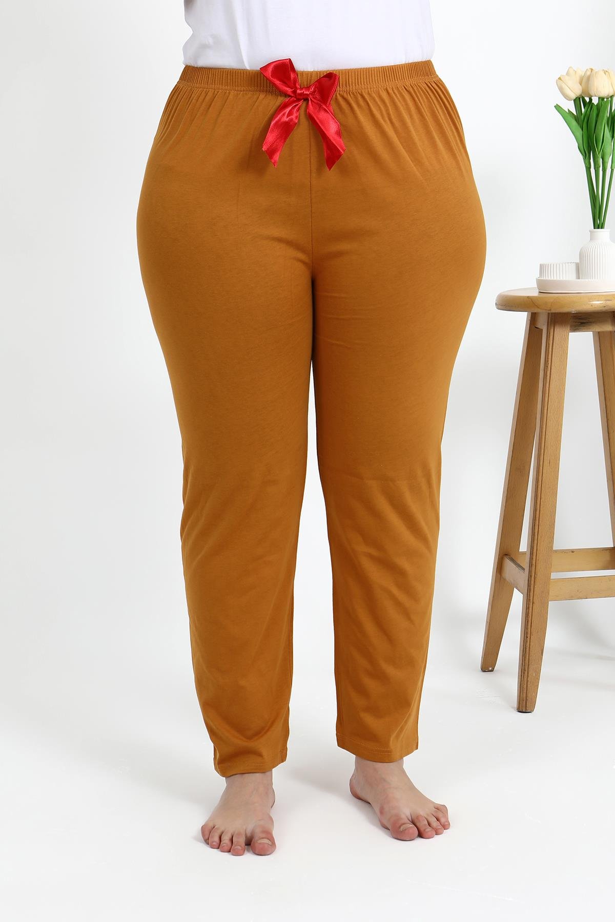 Akbeniz Kadın Pamuklu Büyük Beden Alt Pijama 27559 Hardal