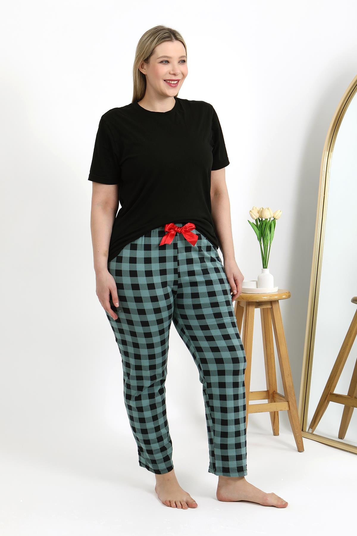 Akbeniz Kadın Pamuklu Büyük Beden Alt Pijama 27557 Turkuaz