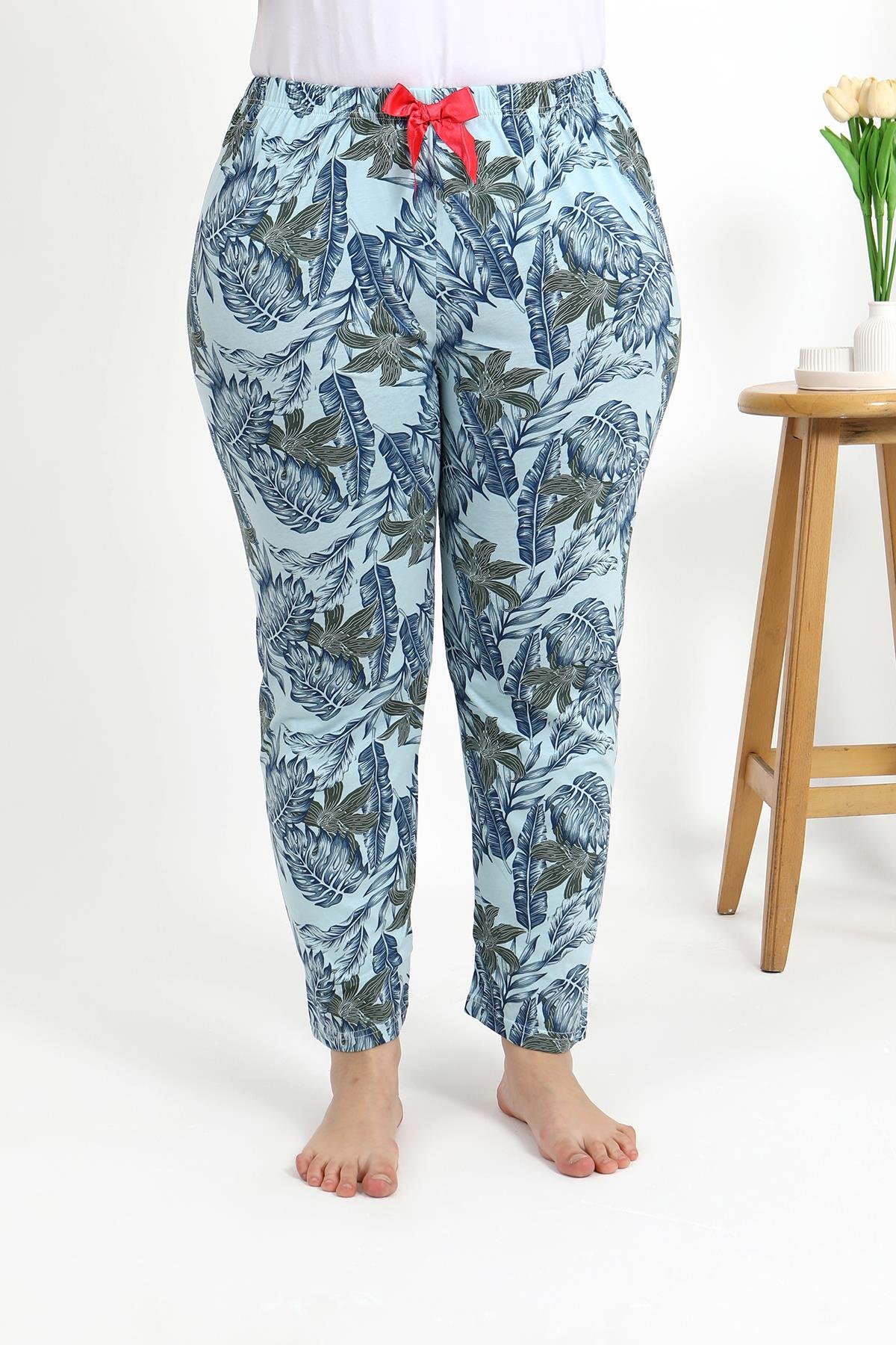 Akbeniz Kadın Pamuklu Büyük Beden Alt Pijama 27558 Mavi