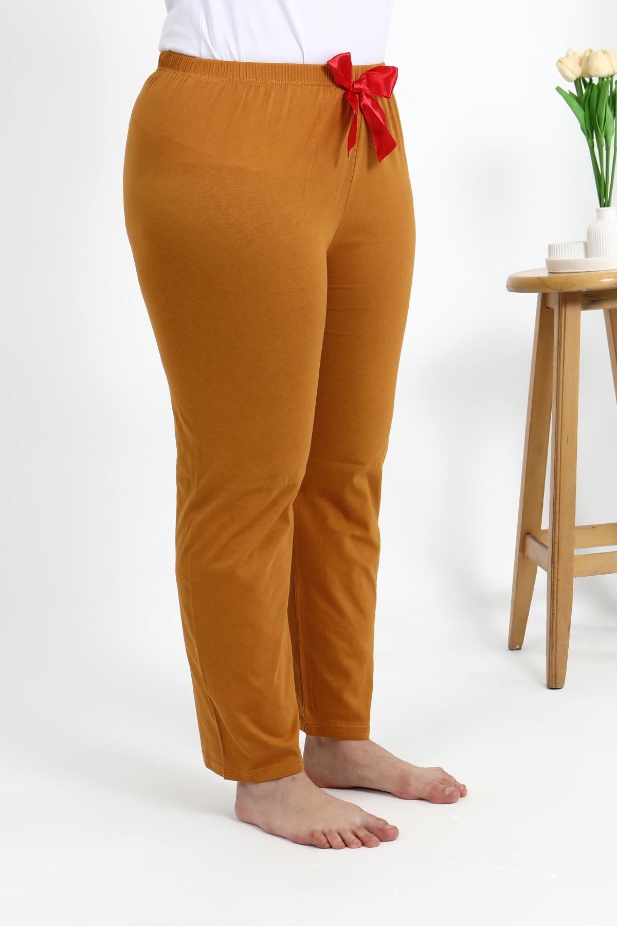 Akbeniz Kadın Pamuklu Büyük Beden Alt Pijama 27559 Hardal