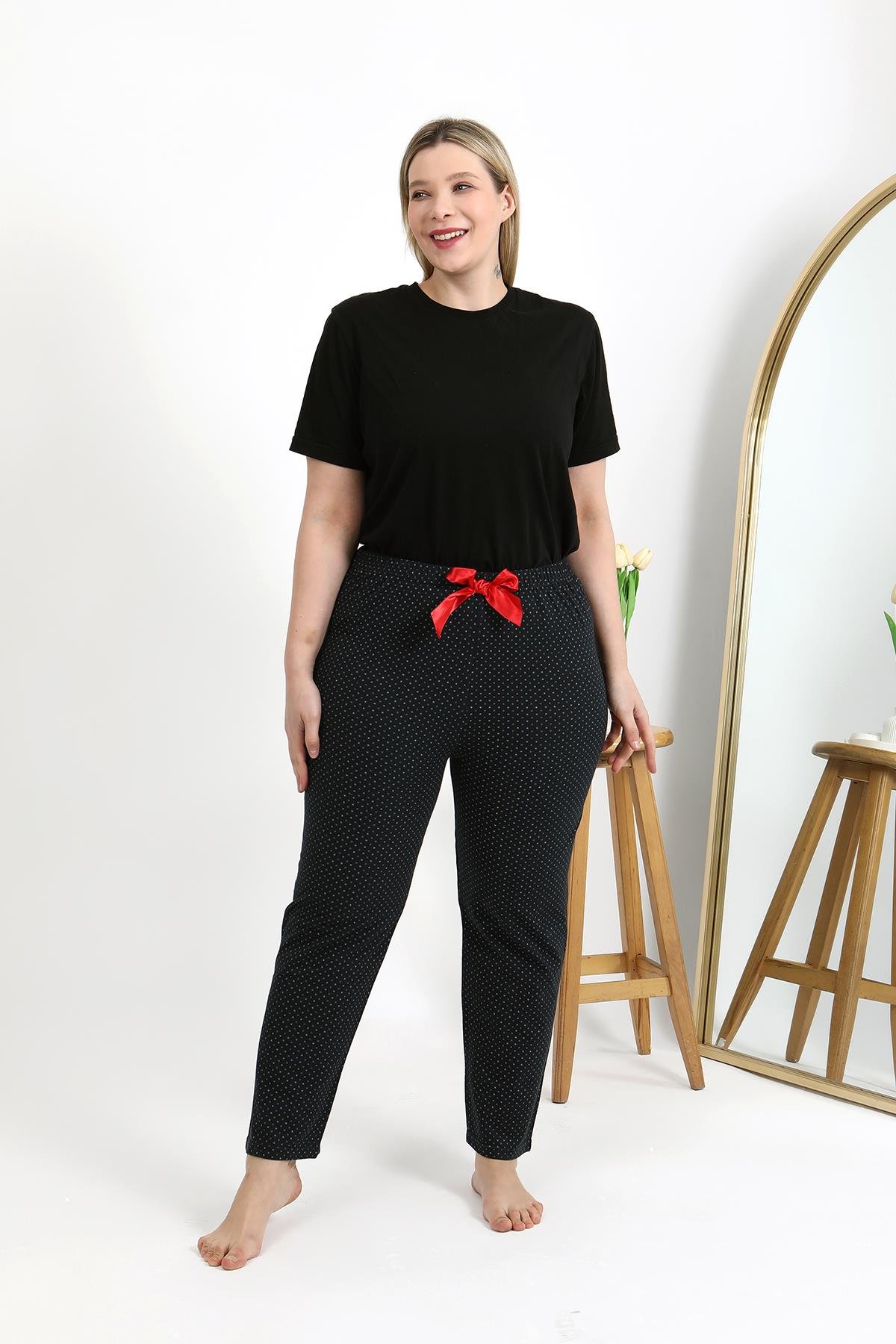 Akbeniz Kadın Pamuklu Büyük Beden Alt Pijama 27557 Siyah