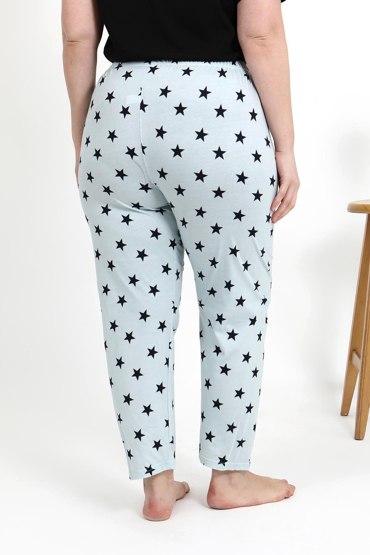 Akbeniz Kadın Pamuklu Büyük Beden Alt Pijama 27557 Buz Mavisi