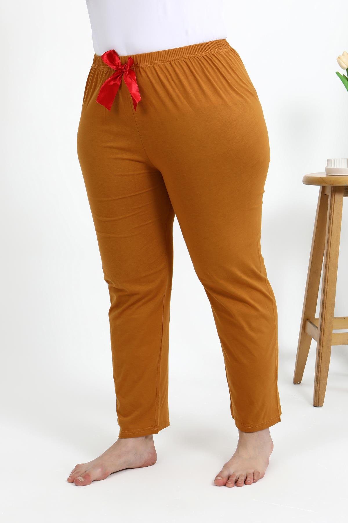 Akbeniz Kadın Pamuklu Büyük Beden Alt Pijama 27559 Hardal