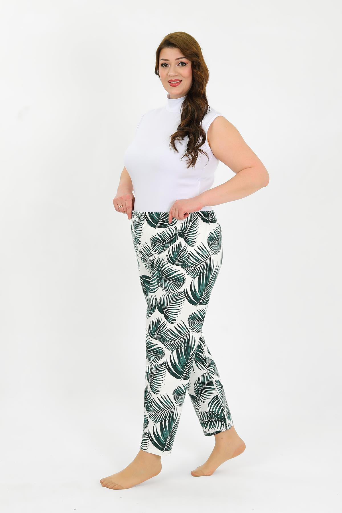 Akbeniz Kadın Pamuklu Büyük Beden Alt Pijama Yeşil 27563