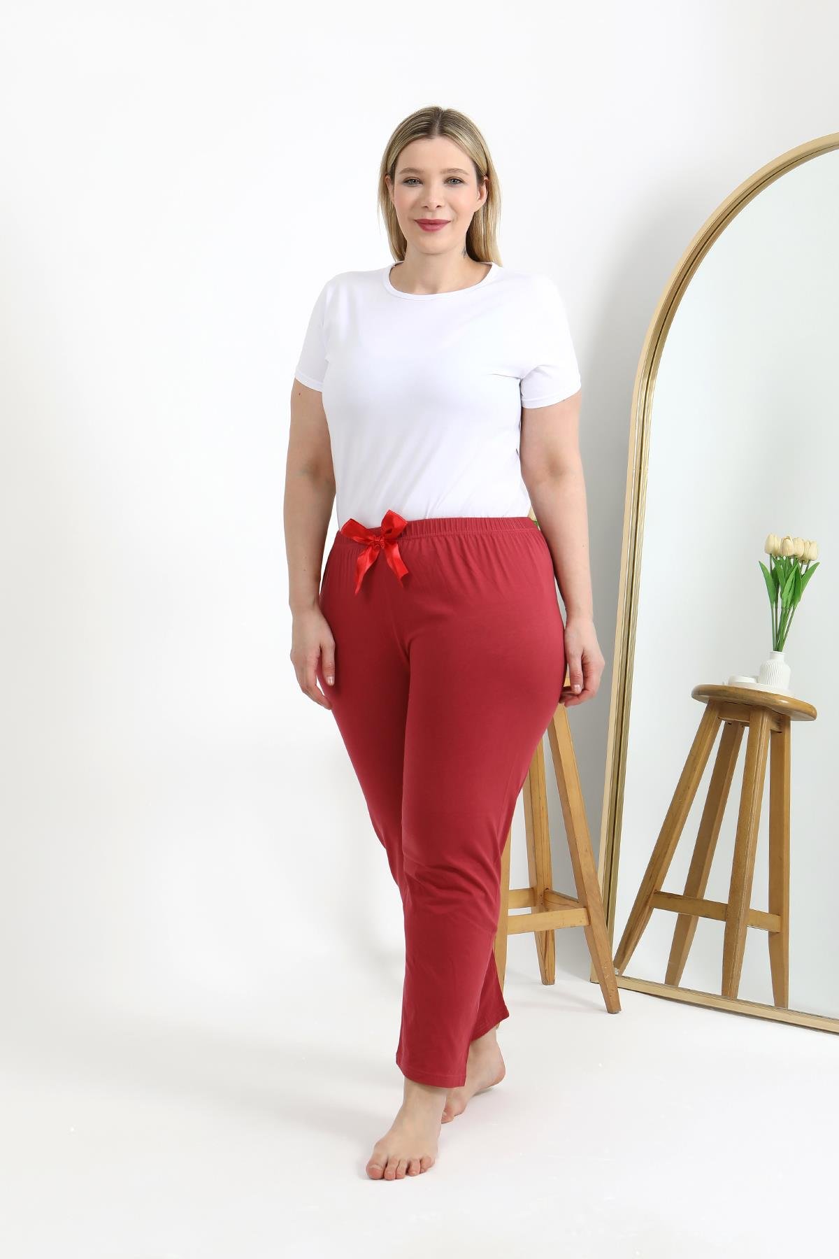 Akbeniz Kadın Pamuklu Büyük Beden Alt Pijama 27559 Mercan