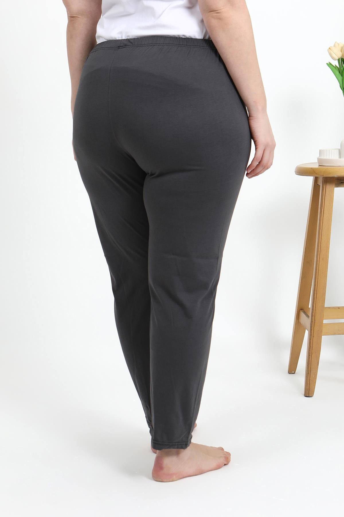 Akbeniz Kadın Pamuklu Büyük Beden Alt Pijama 27559 Füme