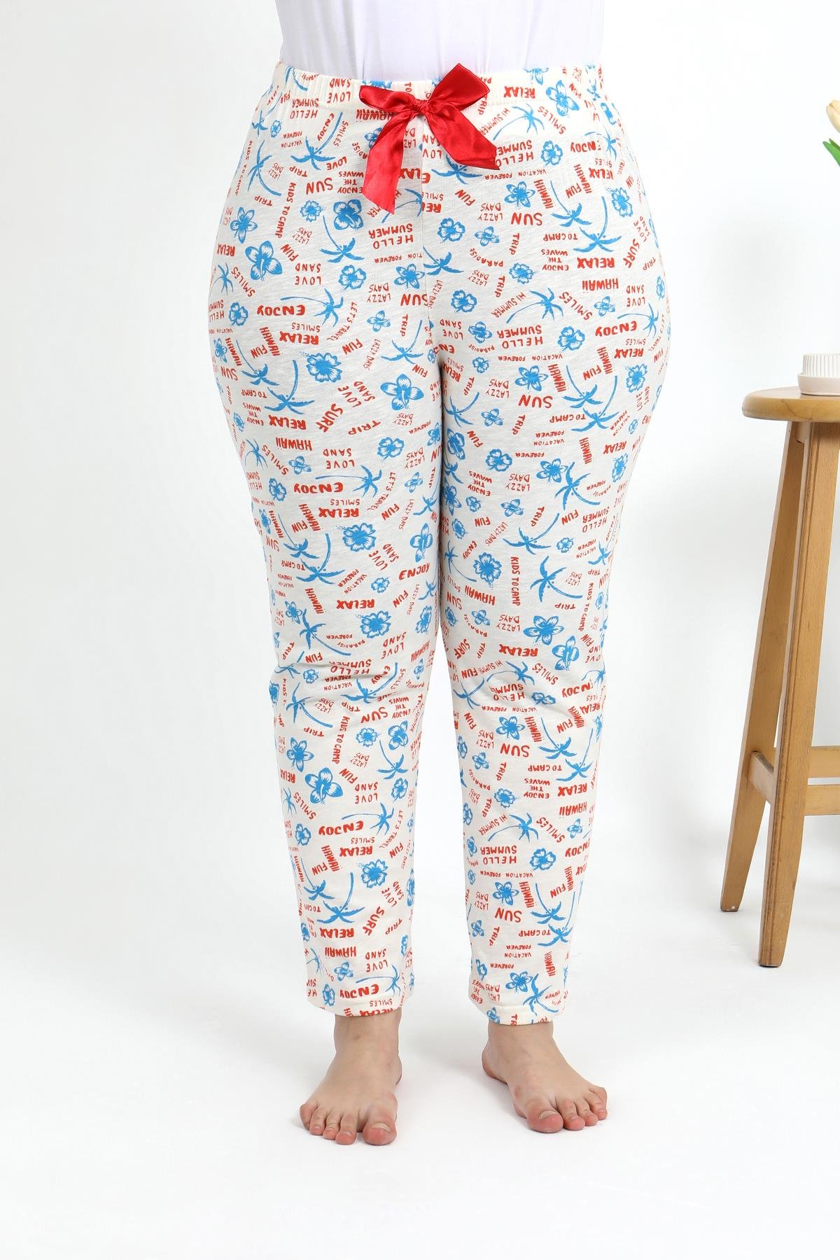 Akbeniz Kadın Pamuklu Büyük Beden Alt Pijama 27558 Ekru