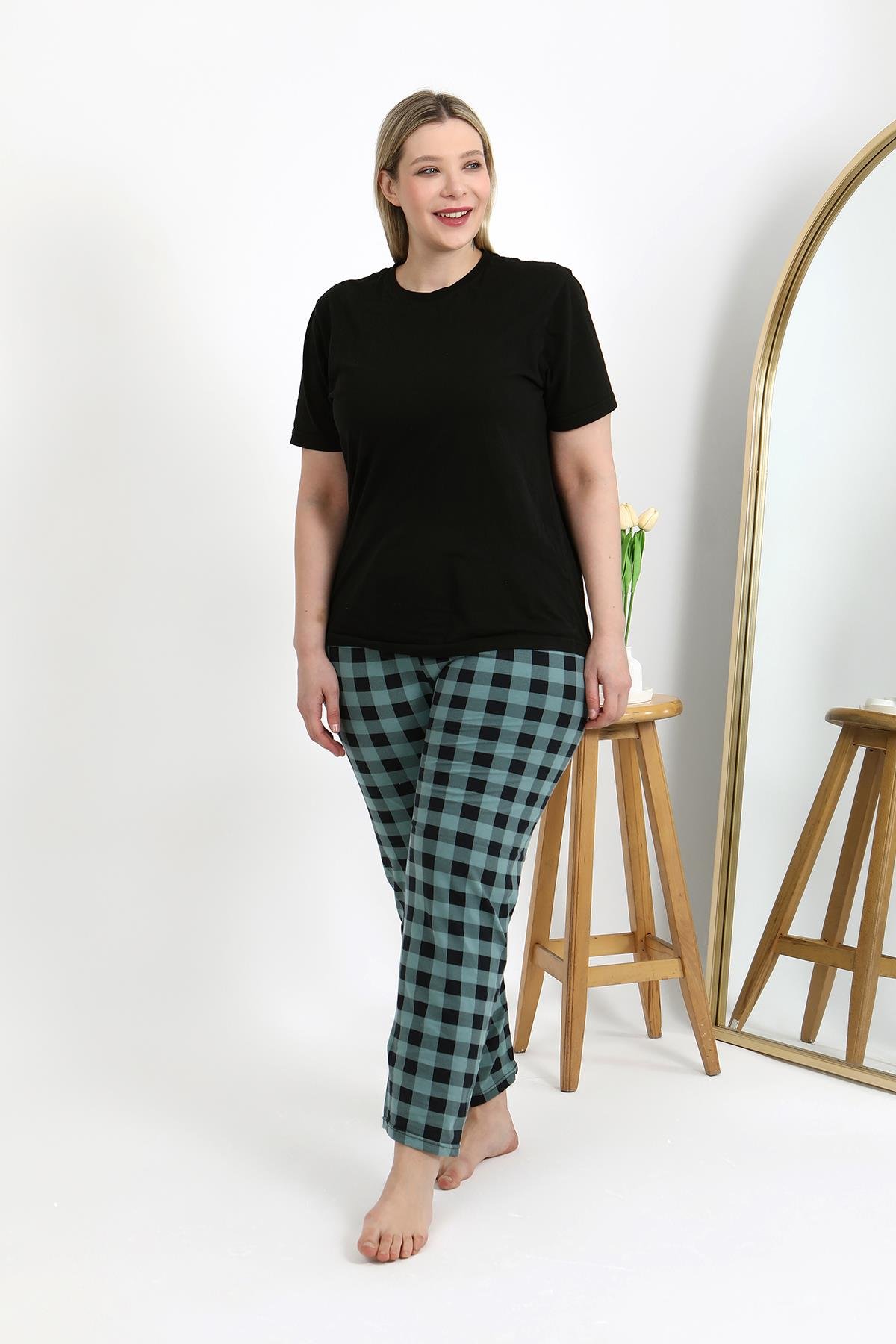 Akbeniz Kadın Pamuklu Büyük Beden Alt Pijama 27557 Turkuaz