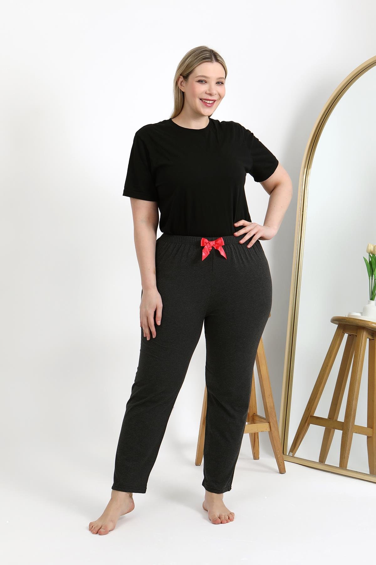 Akbeniz Kadın Pamuklu Büyük Beden Alt Pijama 27559 Antrasit