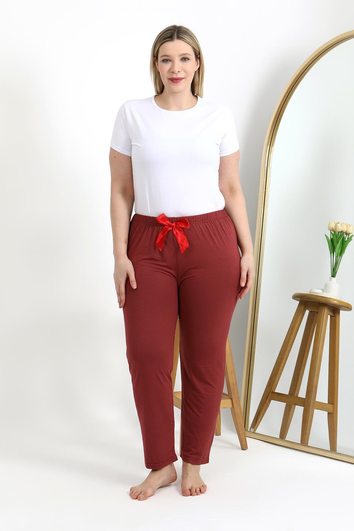 Akbeniz Kadın Pamuklu Büyük Beden Alt Pijama 27559 Yavruağzı