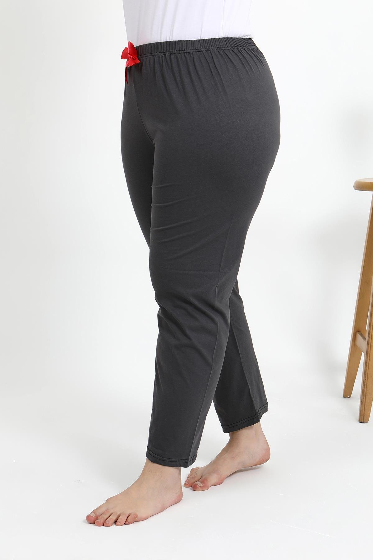 Akbeniz Kadın Pamuklu Büyük Beden Alt Pijama 27559 Füme