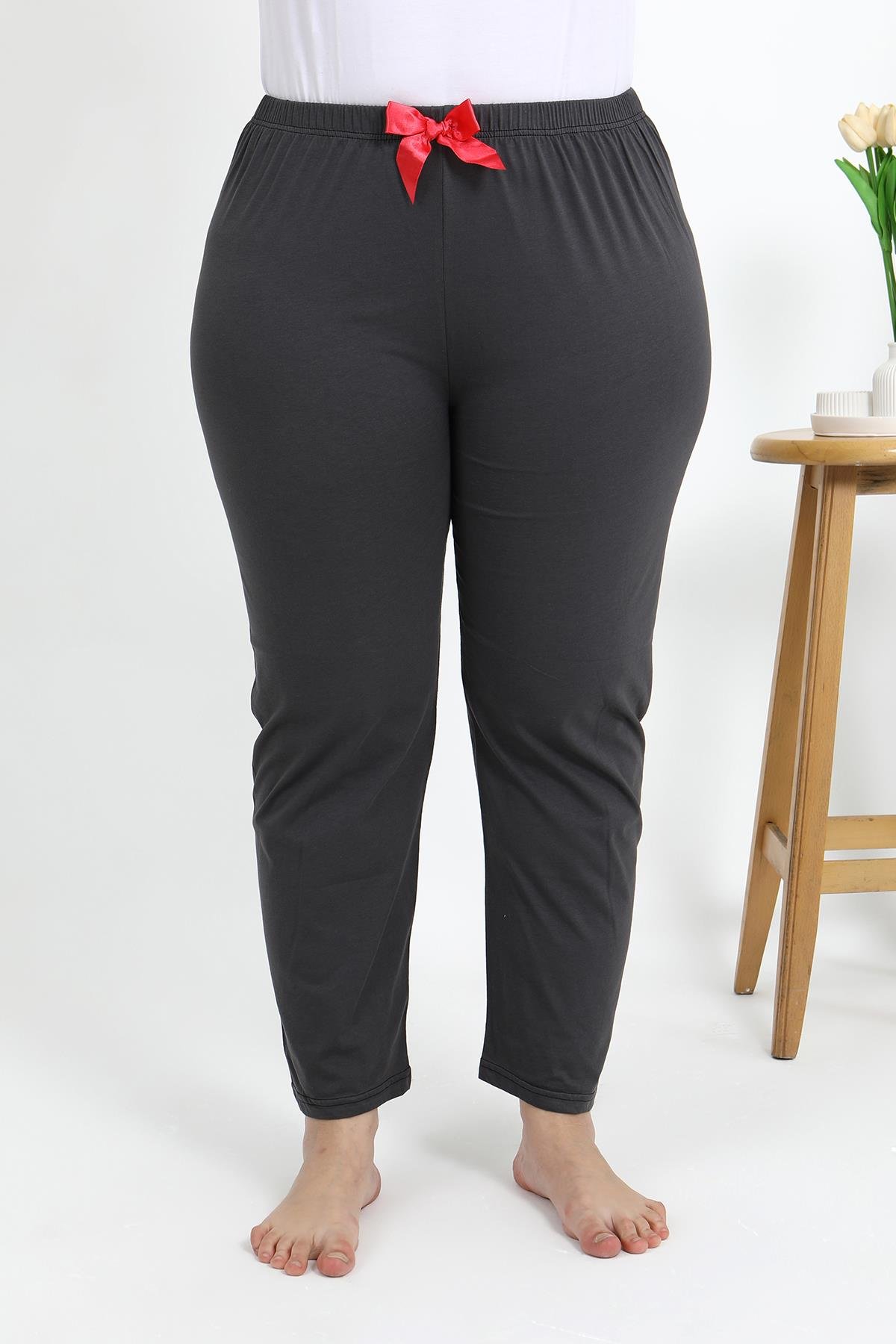 Akbeniz Kadın Pamuklu Büyük Beden Alt Pijama 27559 Füme