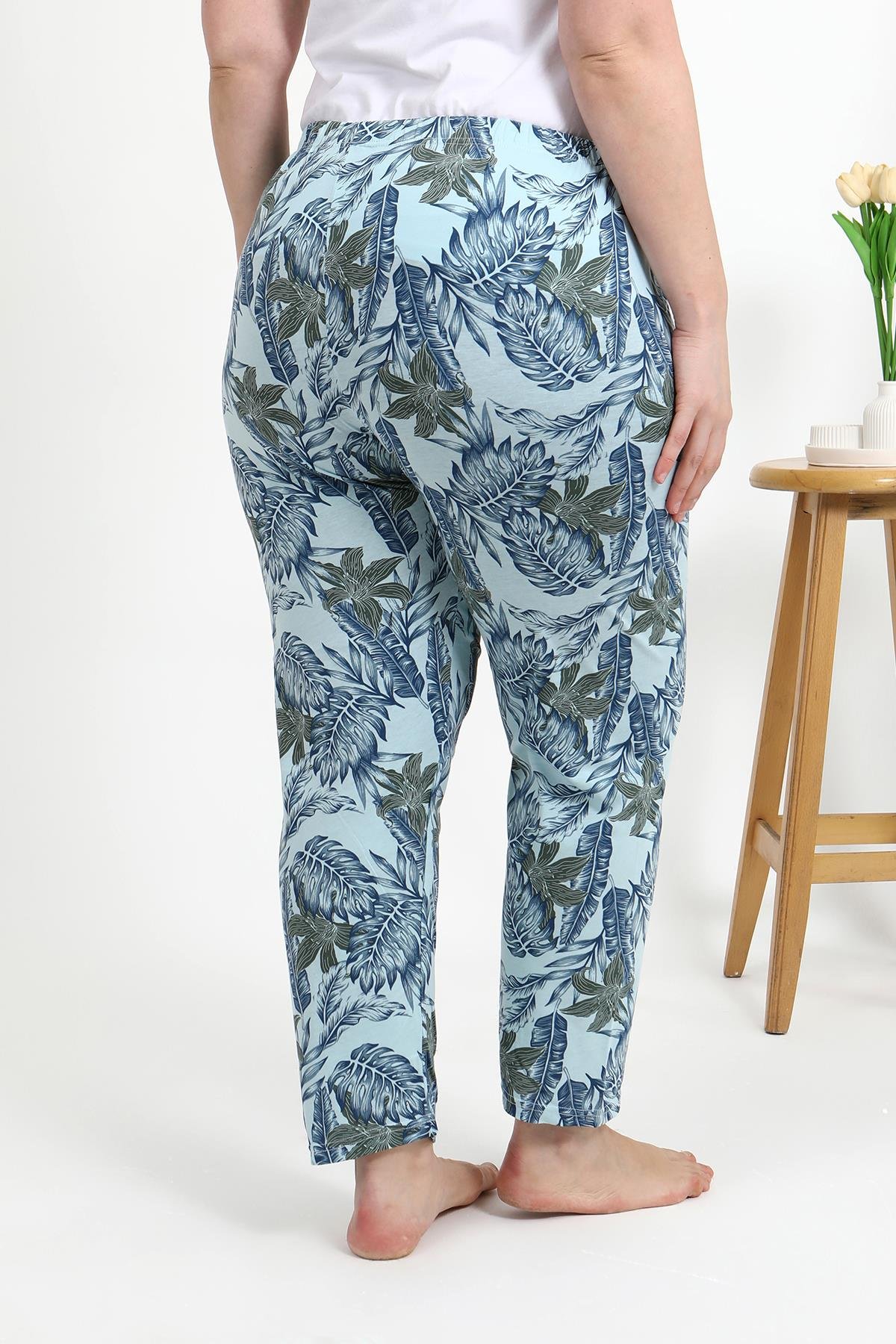 Akbeniz Kadın Pamuklu Büyük Beden Alt Pijama 27558 Mavi