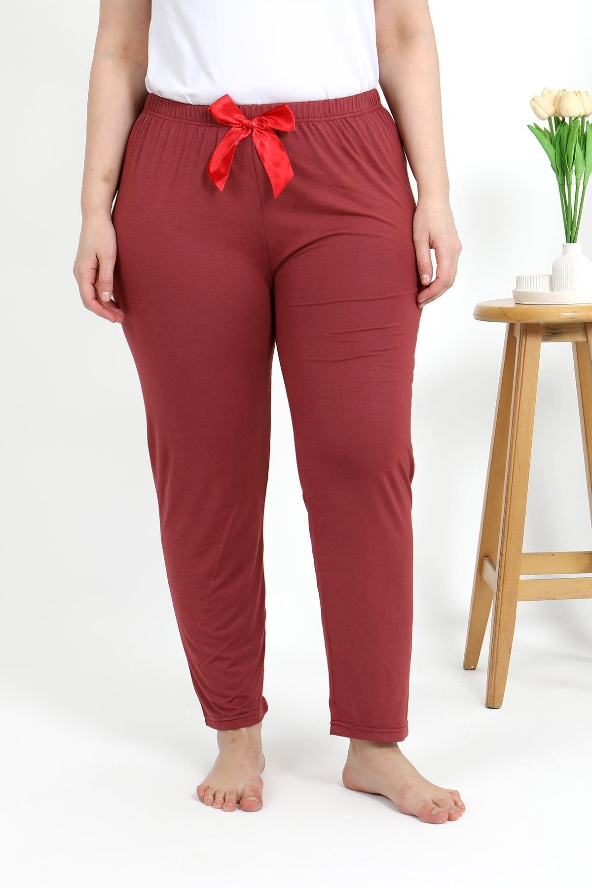 Akbeniz Kadın Pamuklu Büyük Beden Alt Pijama 27559 Yavruağzı