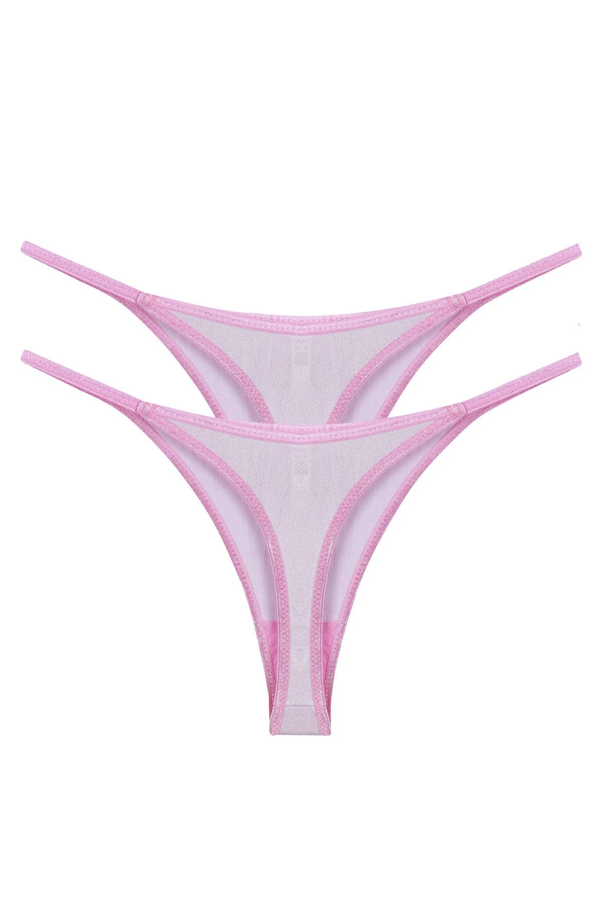 Akbeniz Kadın Pembe Transparan 2’li Tanga Slip
