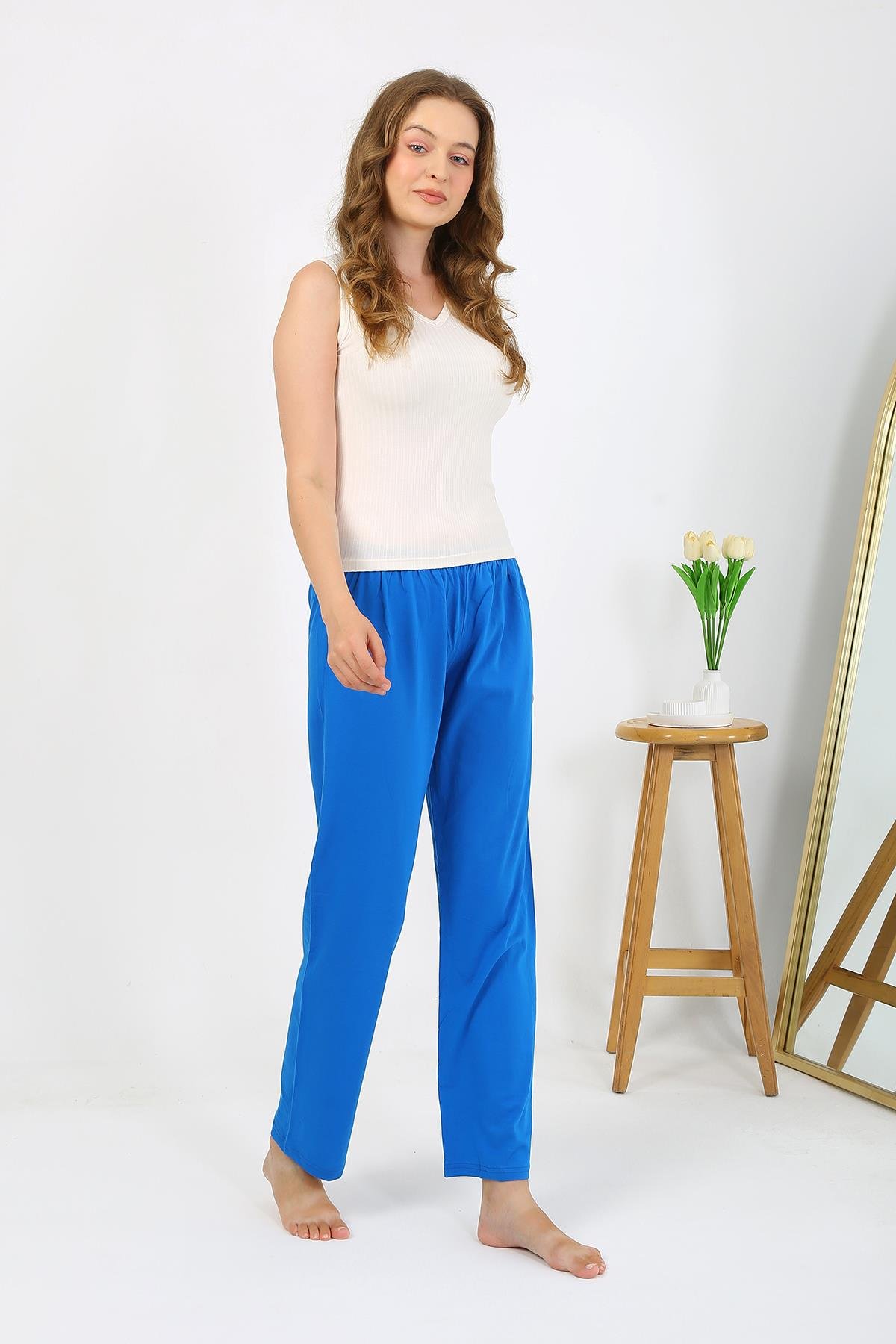 Akbeniz Kadın Penye Düz Tek Alt Pijama 27535 Mavi