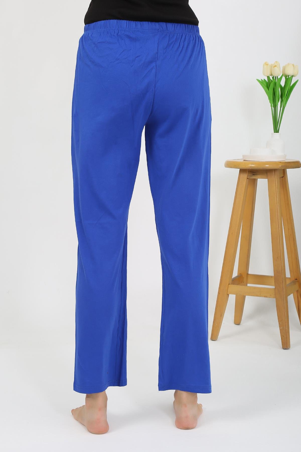 Akbeniz Kadın Penye Düz Tek Alt Pijama 27538 Sax