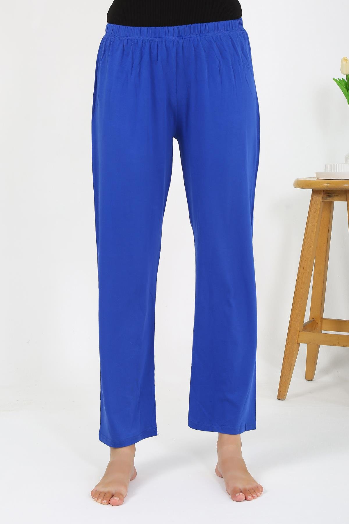 Akbeniz Kadın Penye Düz Tek Alt Pijama 27538 Sax