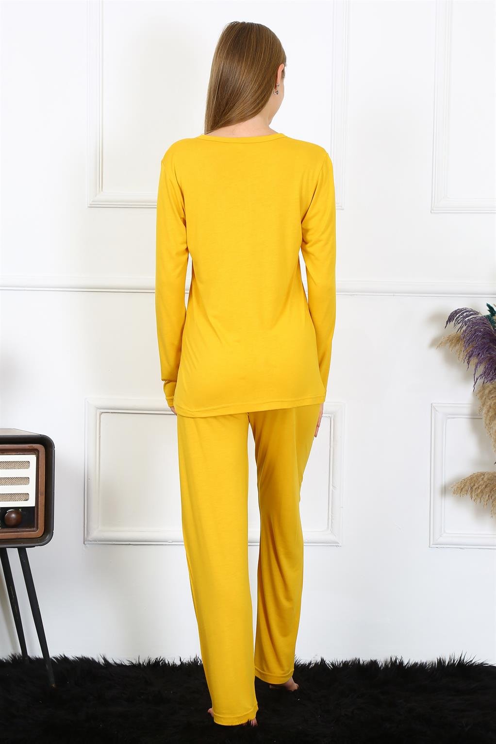 Akbeniz Kadın Penye Uzun Kol Patlı Pijama Takım 4167