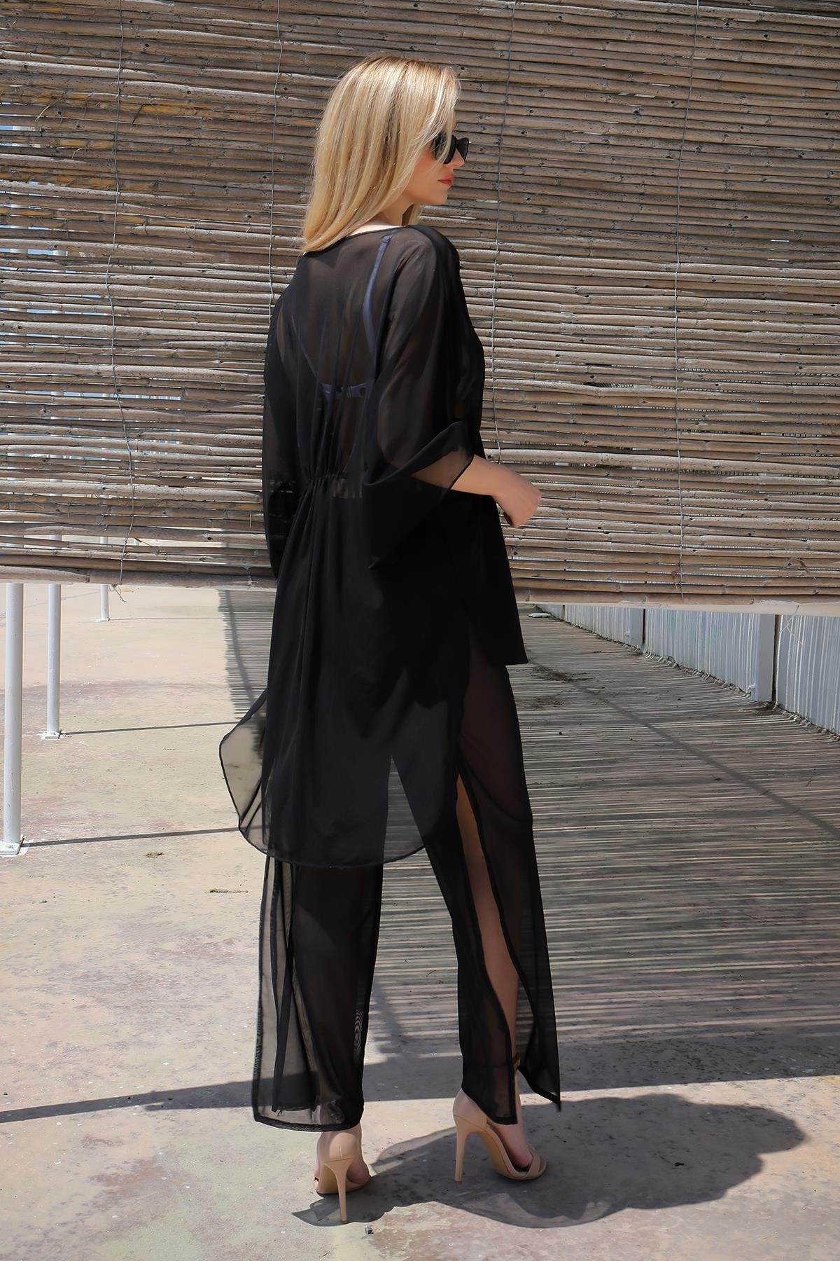 Akbeniz Kadın Şık Tek Üst Siyah Pareo 38051