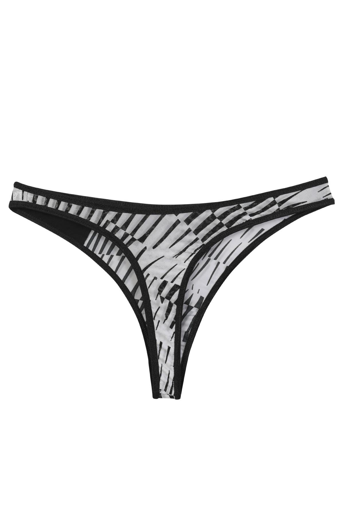 Akbeniz Kadın Siyah Beyaz Desenli 2’li Tanga Slip