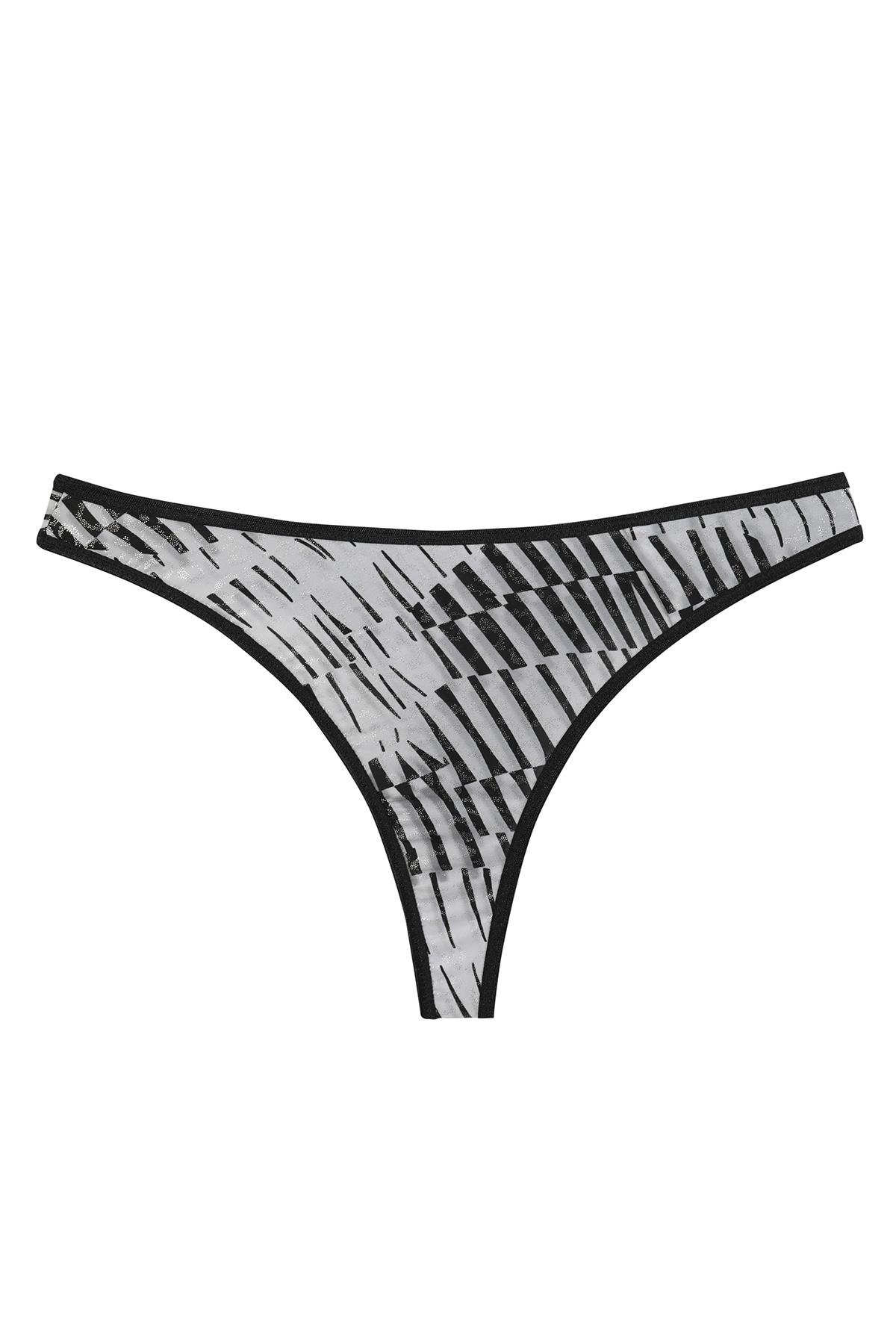 Akbeniz Kadın Siyah Beyaz Desenli 2’li Tanga Slip