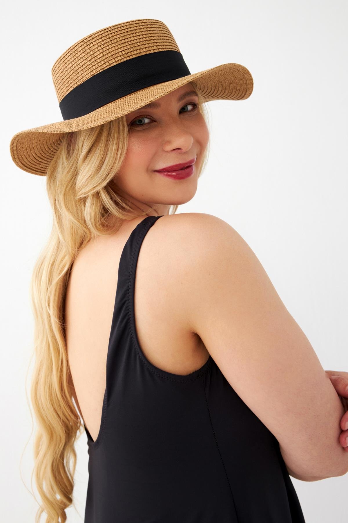 Akbeniz Kadın Siyah Büyük Beden Düz Elbise Mayo