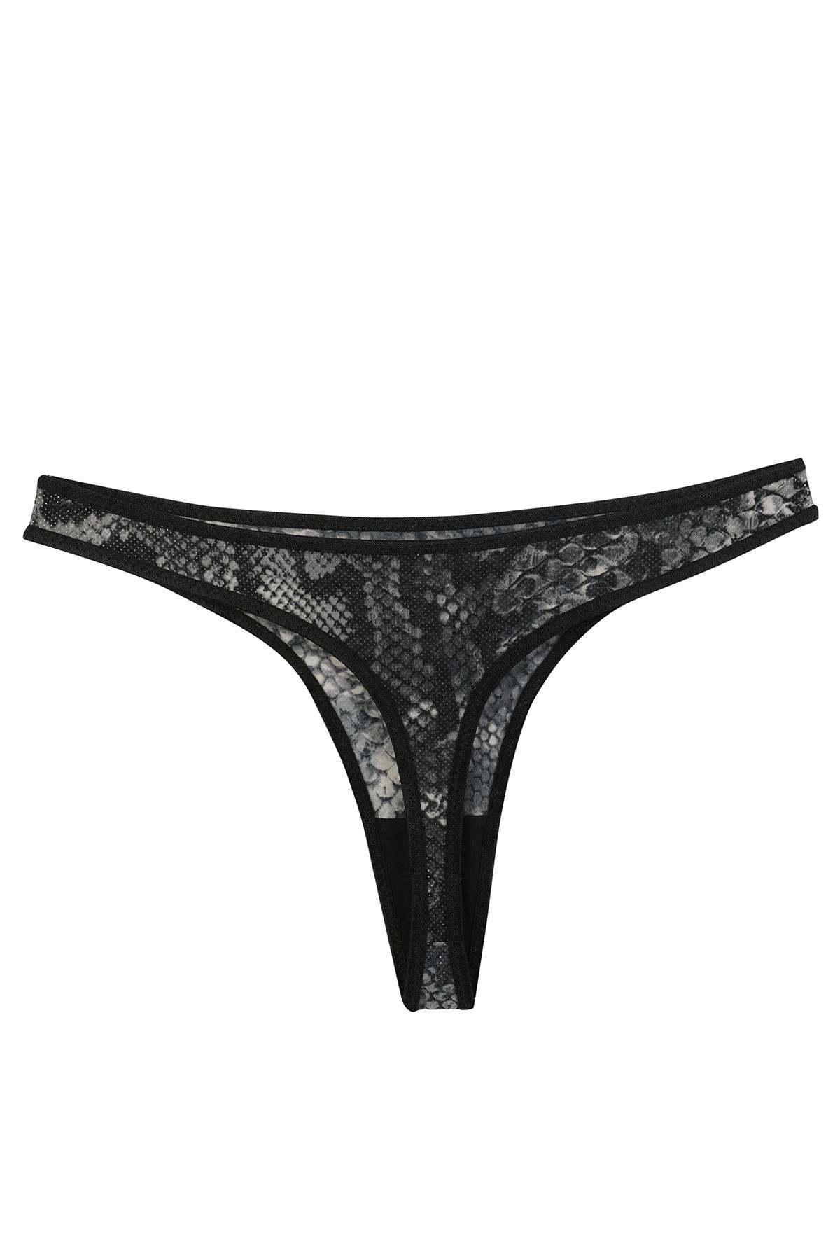 Akbeniz Kadın Siyah Desenli 2’li Tanga Slip