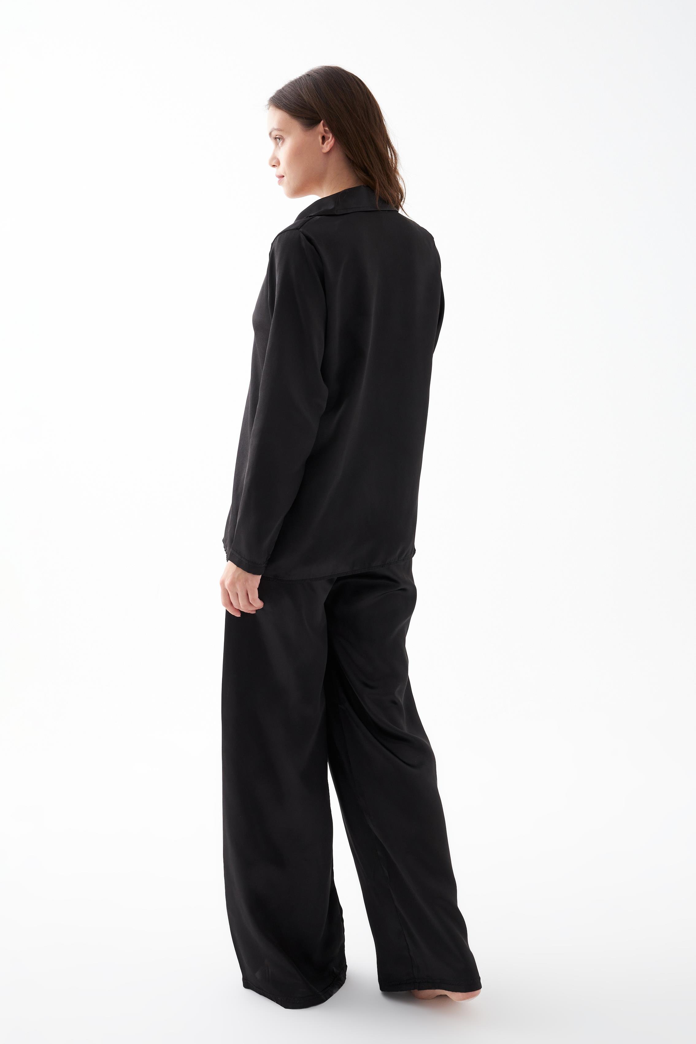 Akbeniz Kadın Siyah Oversize Saten Pijama Takımı