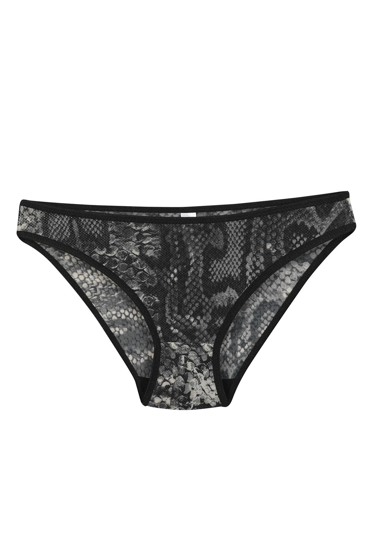 Akbeniz Kadın Siyah Yılan Desenli 2’li Slip