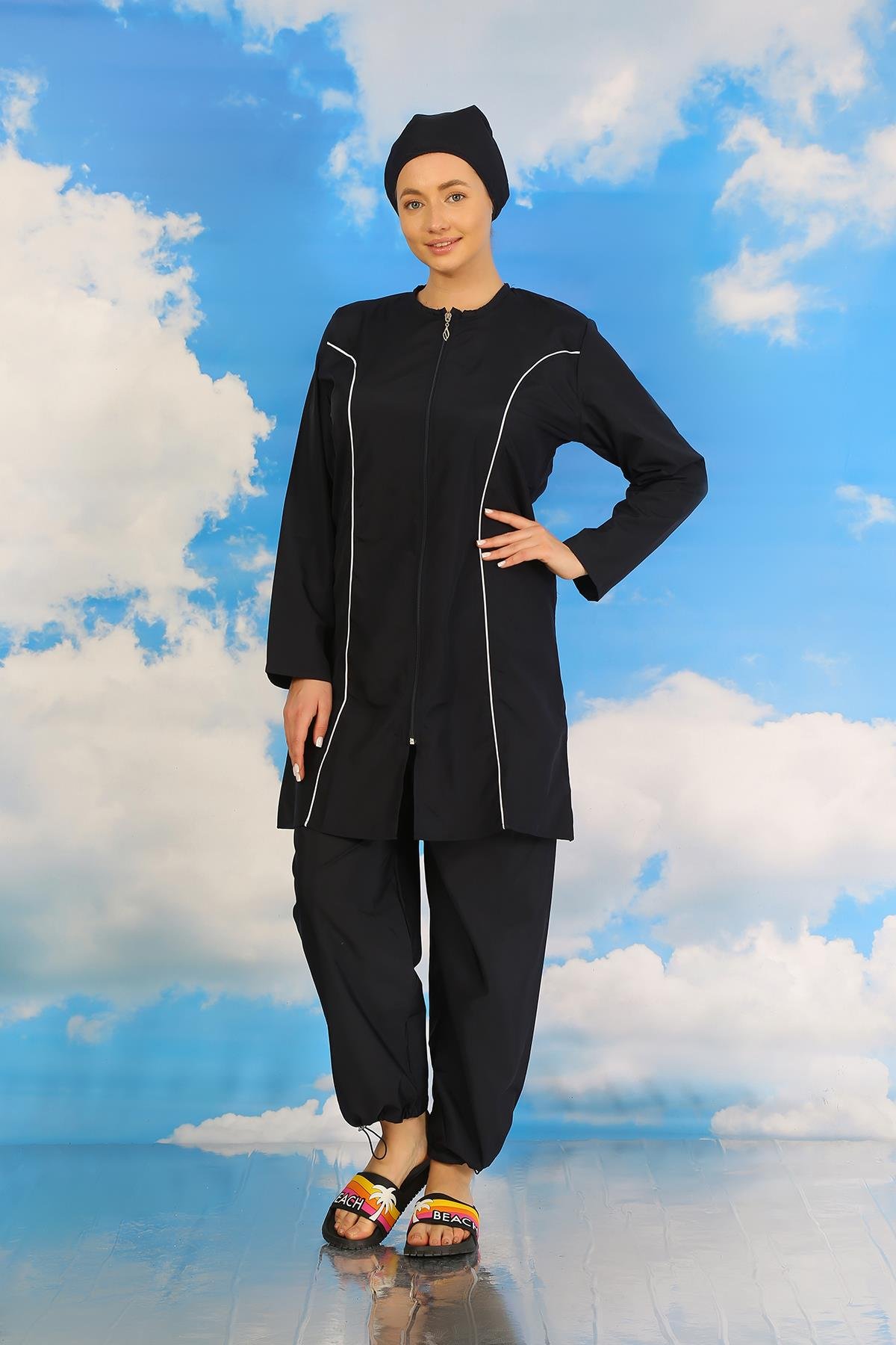 Akbeniz Kadın Tam Tesettür Lacivert Mayo 31060