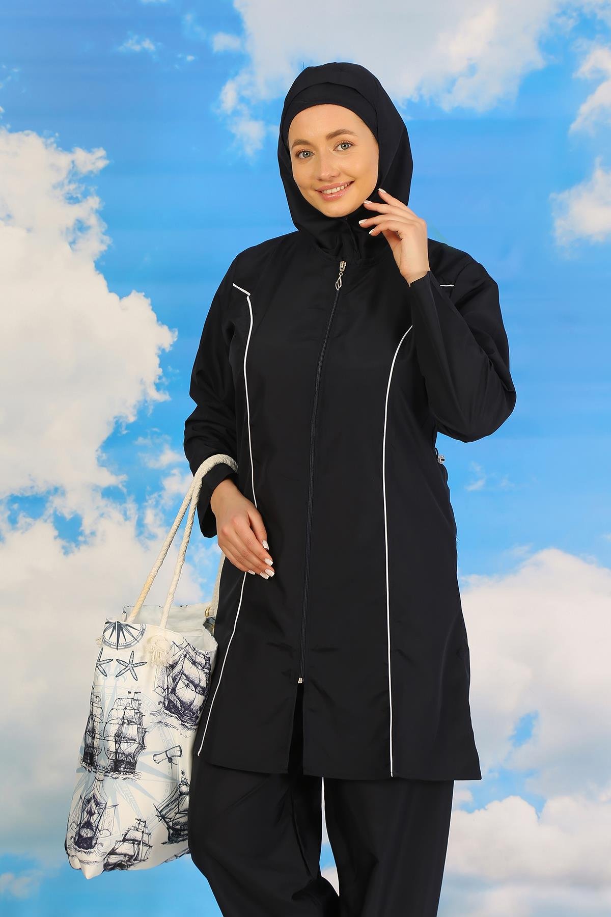 Akbeniz Kadın Tam Tesettür Lacivert Mayo 31060