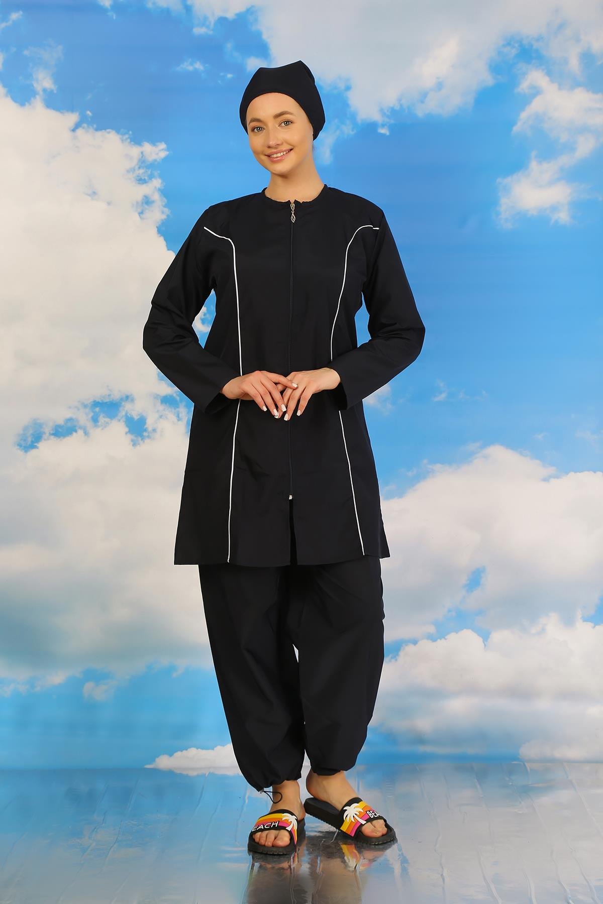 Akbeniz Kadın Tam Tesettür Lacivert Mayo 31060