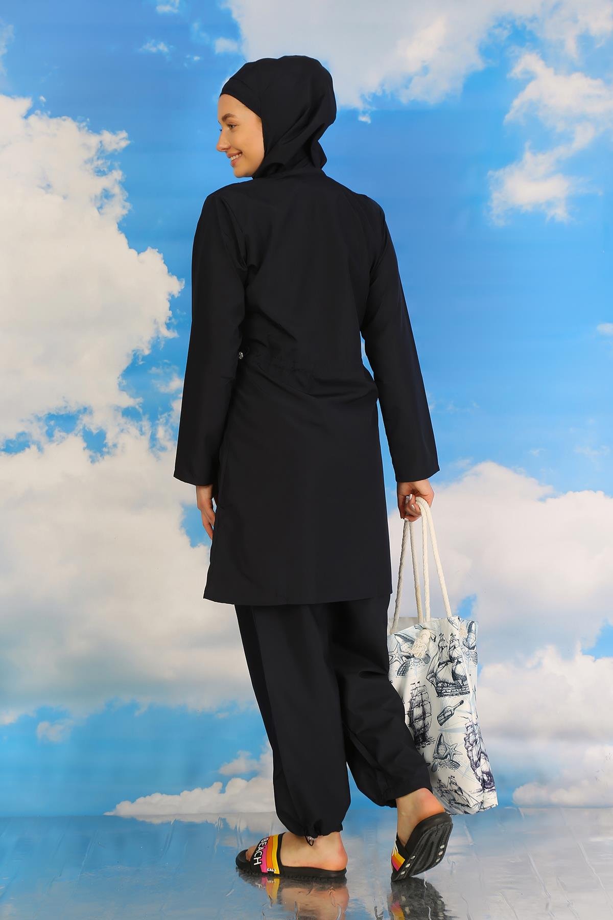 Akbeniz Kadın Tam Tesettür Lacivert Mayo 31060