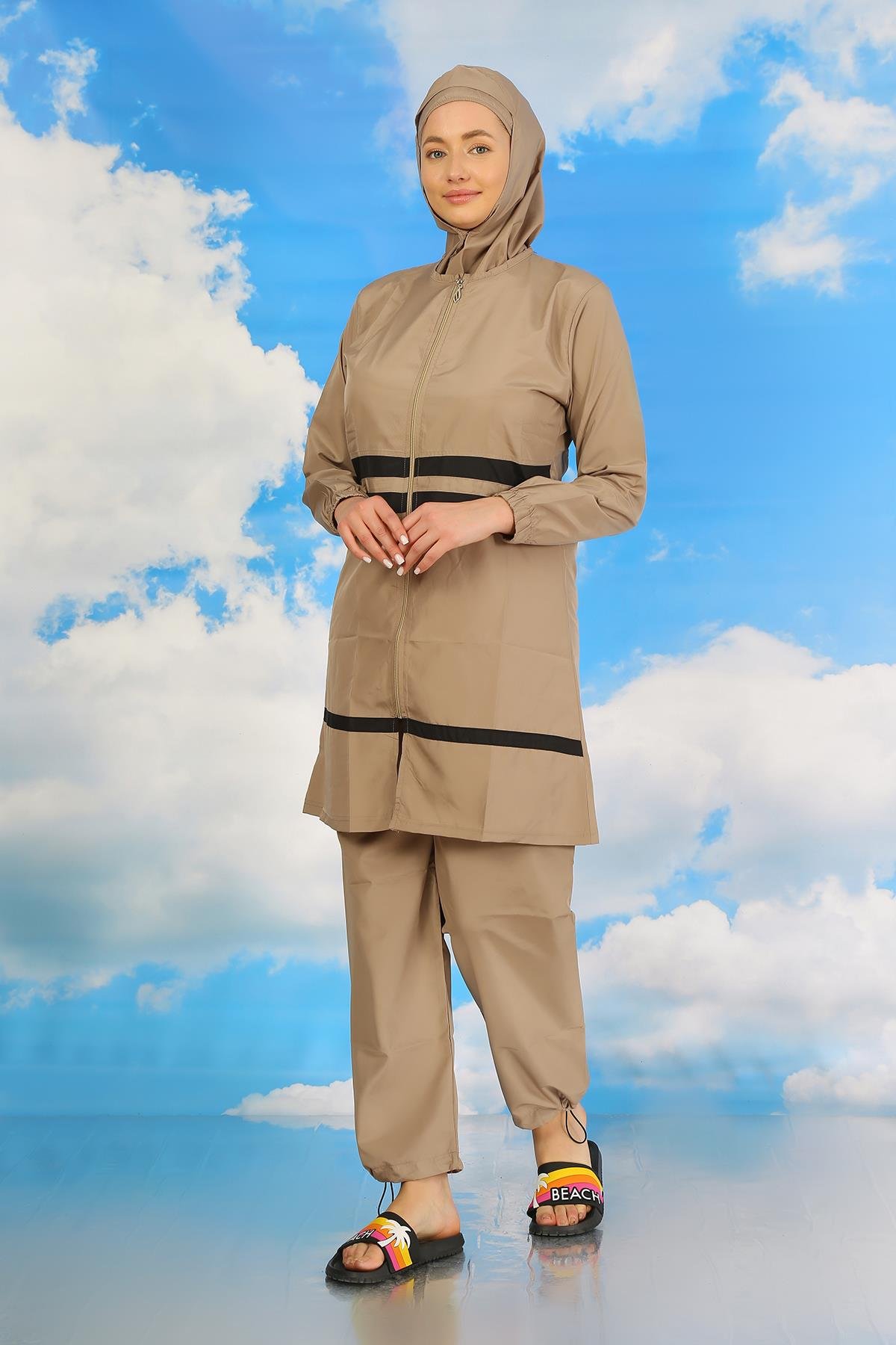 Akbeniz Kadın Tam Tesettür Mayo Bej 31061