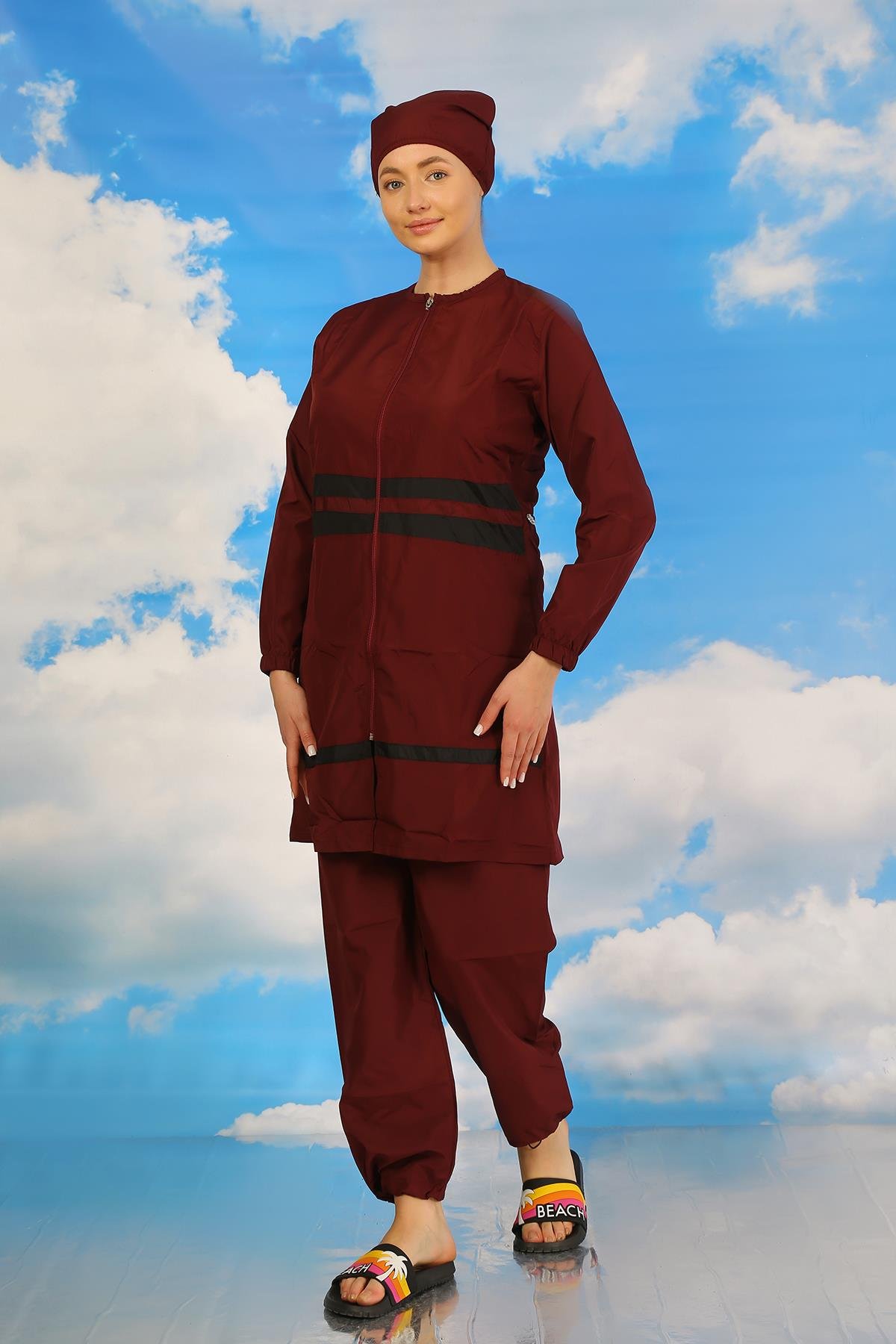 Akbeniz Kadın Tam Tesettür Mayo Bordo 31061