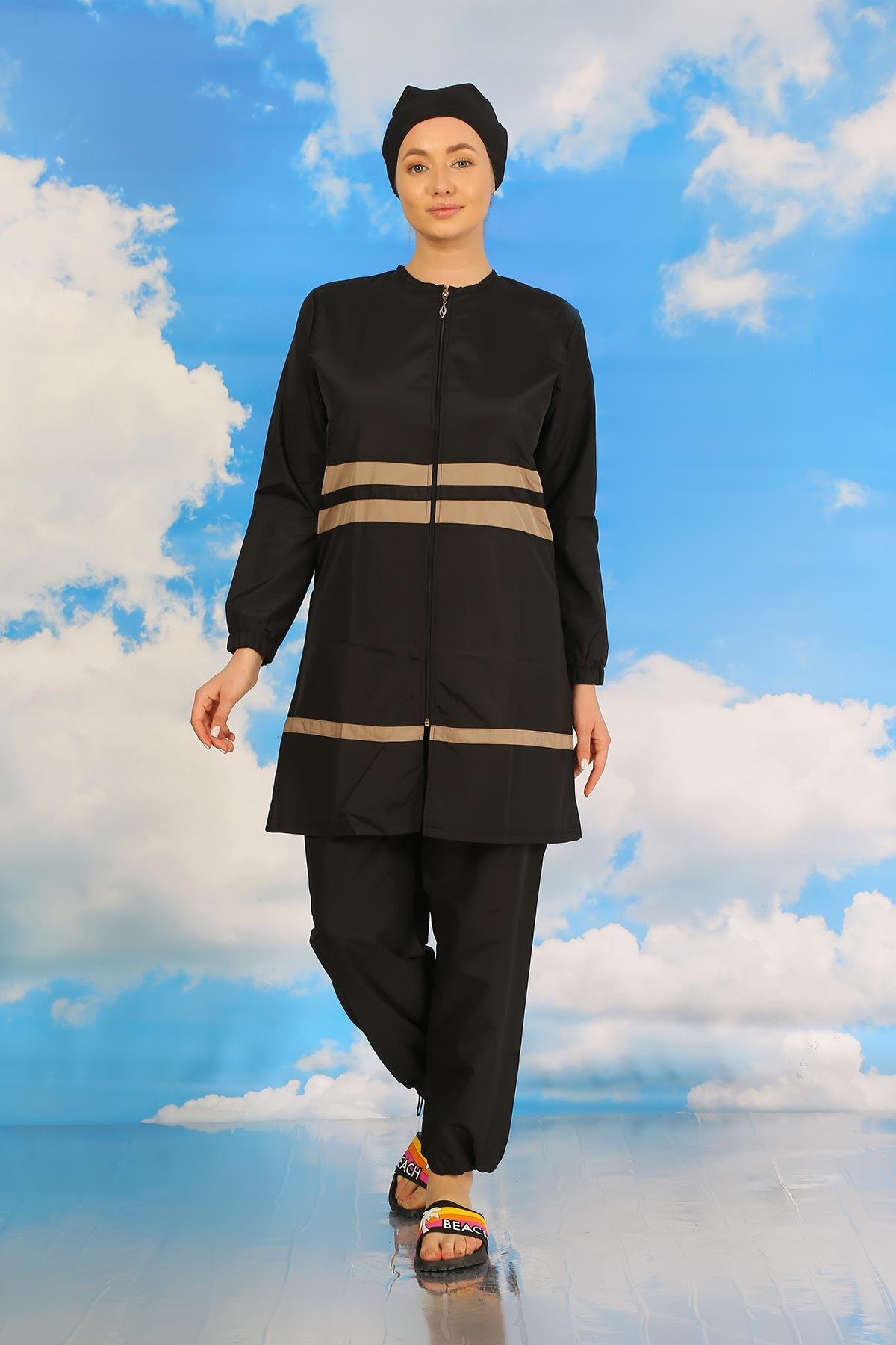 Akbeniz Kadın Tam Tesettür Mayo Siyah 31062