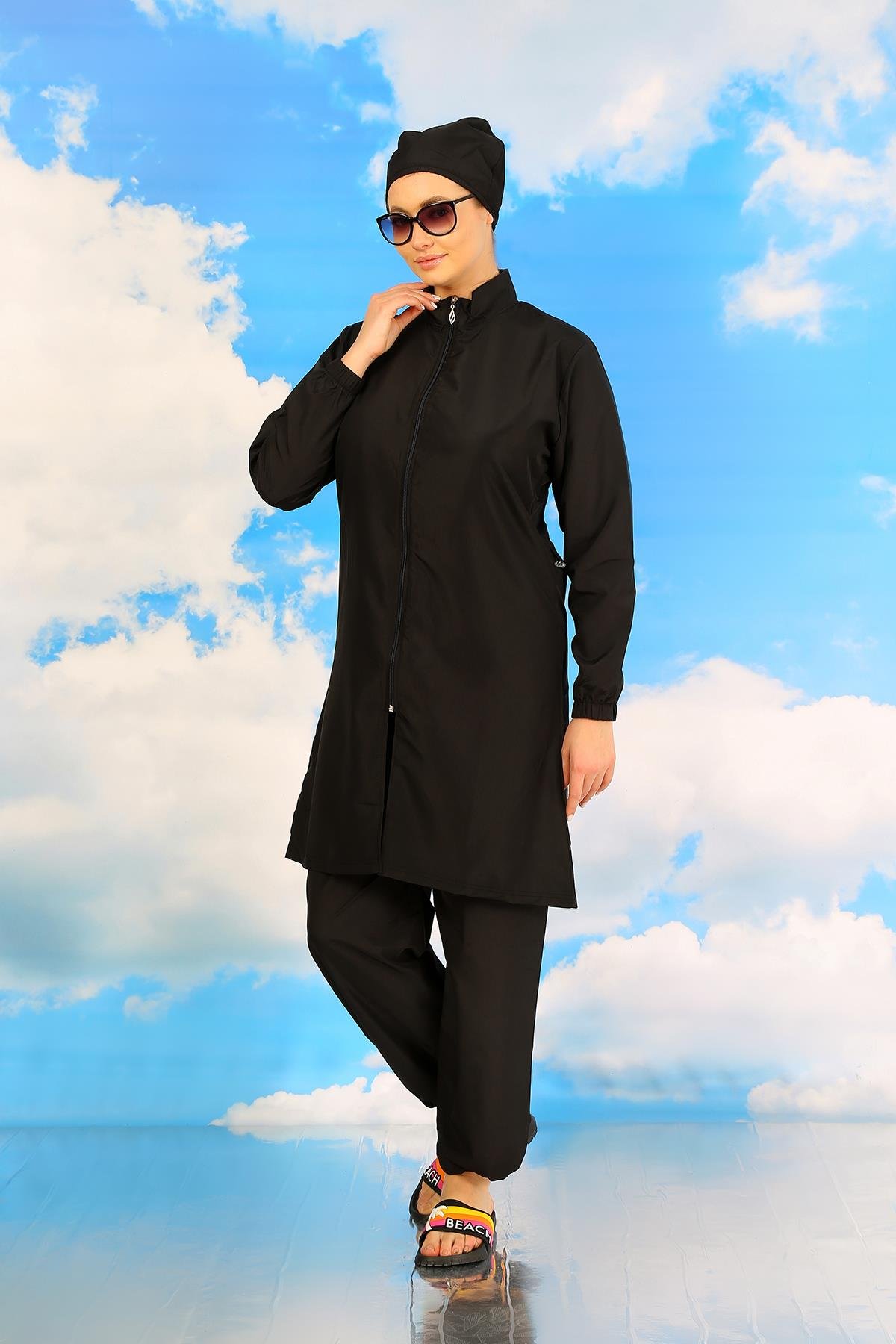 Akbeniz Kadın Tam Tesettür Mayo Siyah 31067