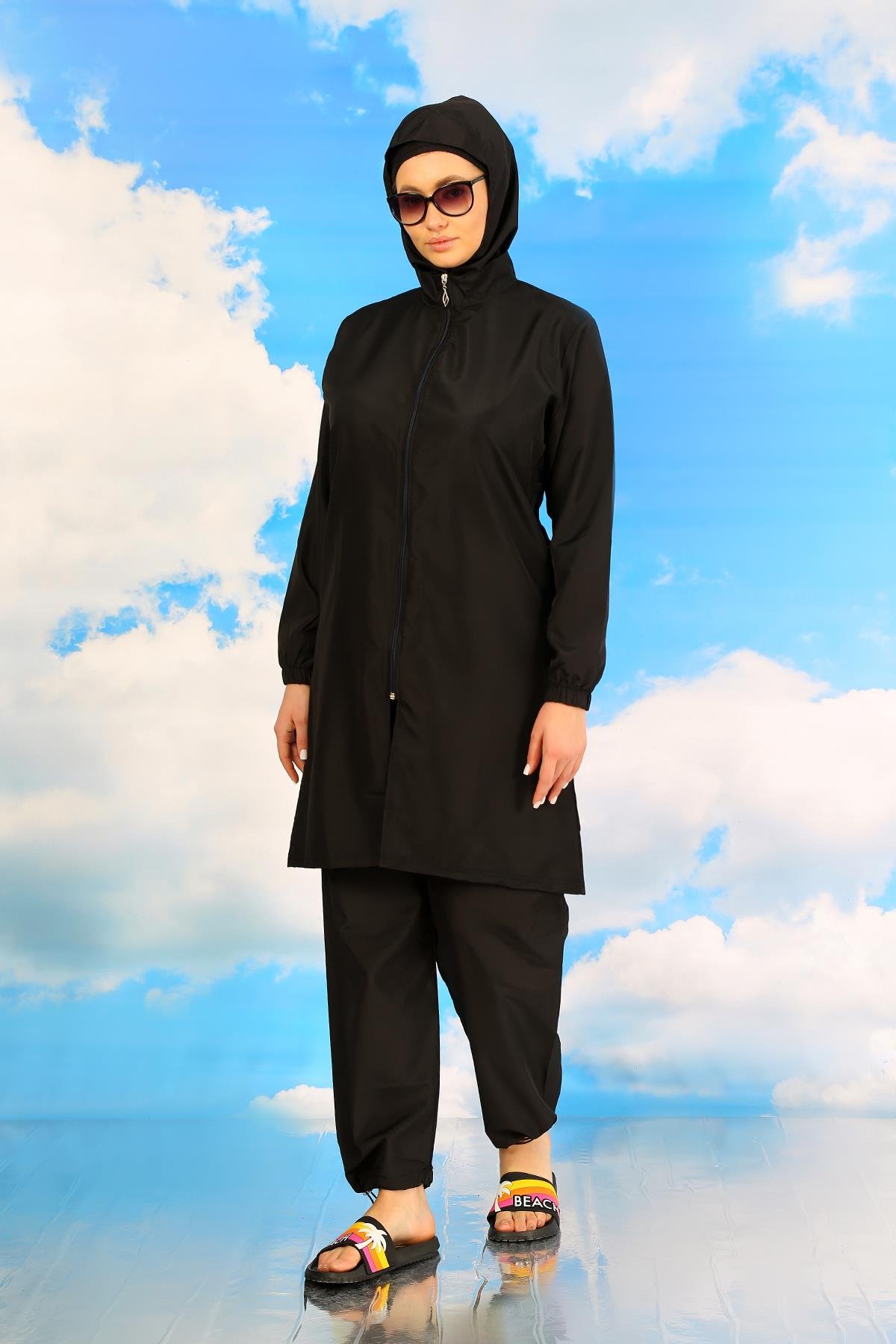 Akbeniz Kadın Tam Tesettür Mayo Siyah 31067