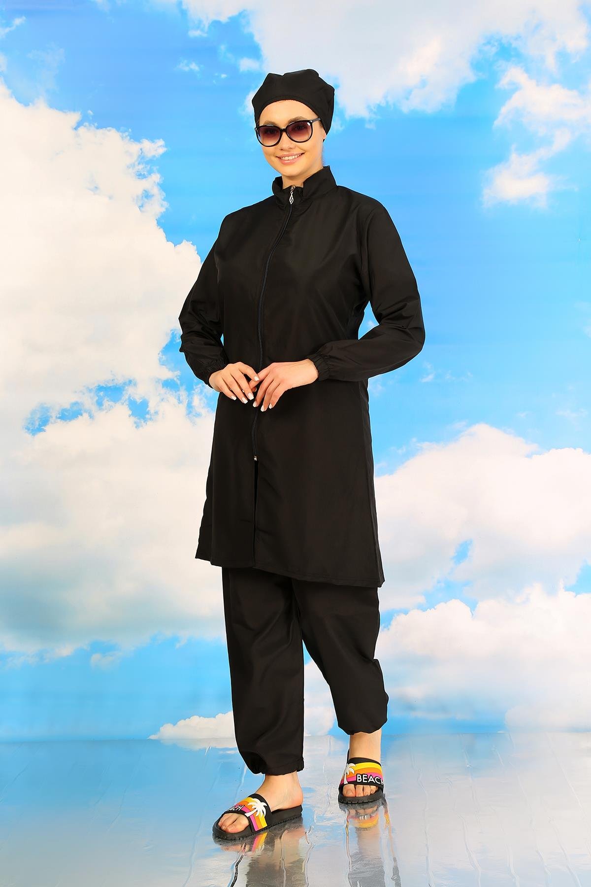 Akbeniz Kadın Tam Tesettür Mayo Siyah 31067
