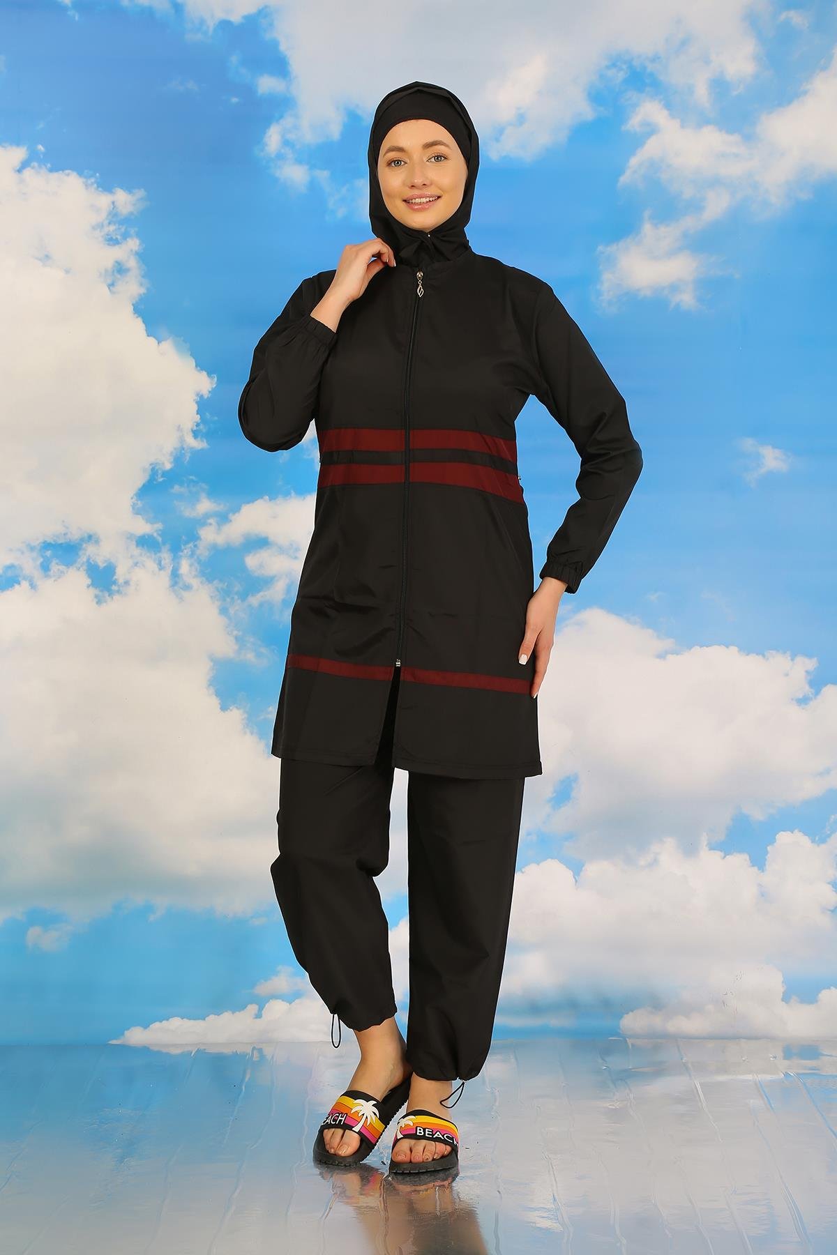 Akbeniz Kadın Tam Tesettür Mayo Siyah 31061