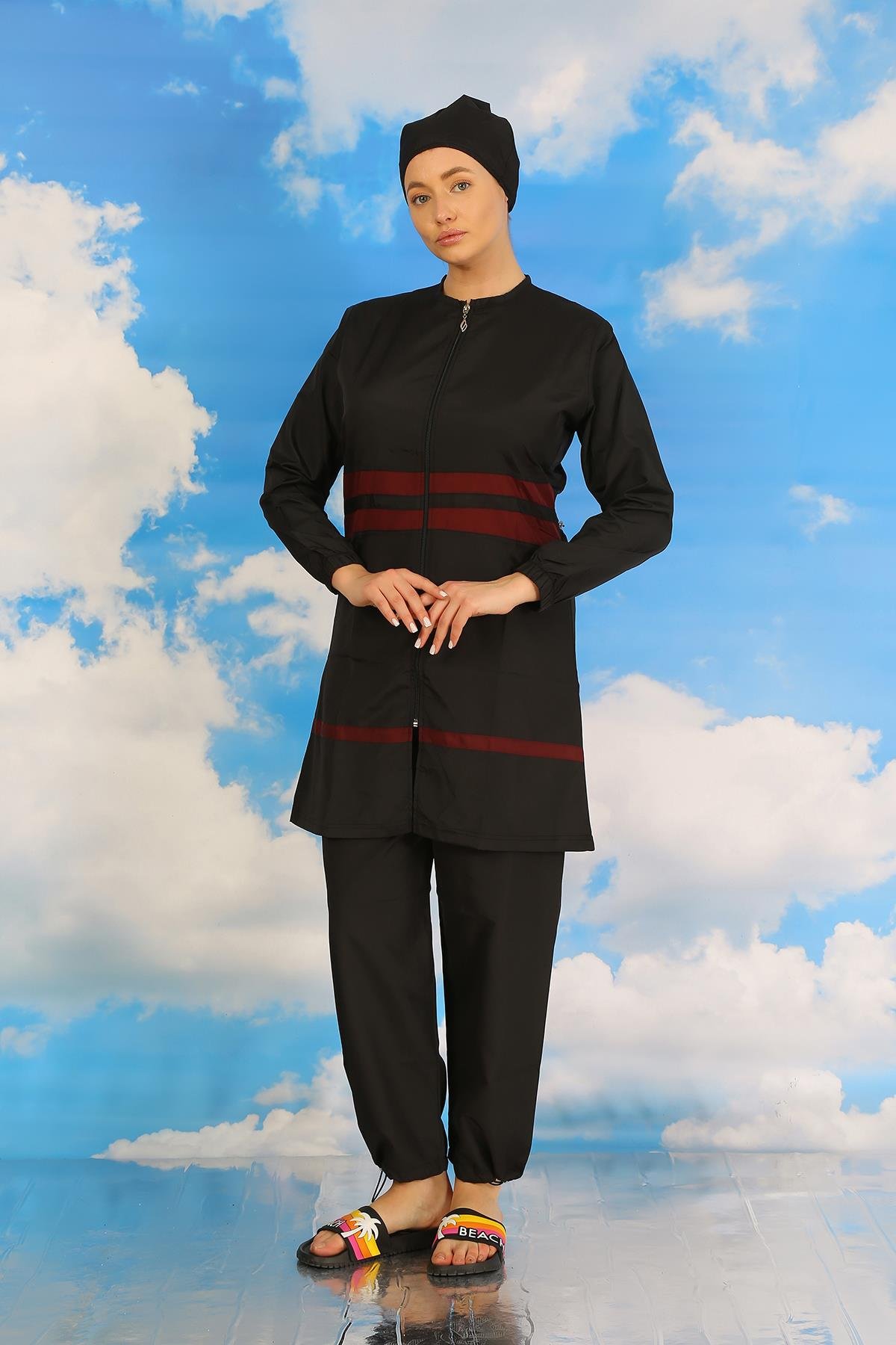 Akbeniz Kadın Tam Tesettür Mayo Siyah 31061