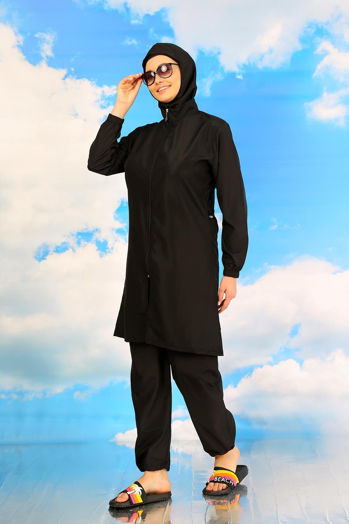 Akbeniz Kadın Tam Tesettür Mayo Siyah 31067
