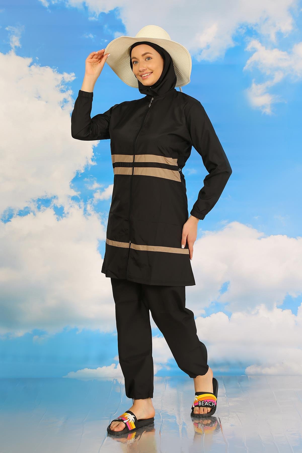 Akbeniz Kadın Tam Tesettür Mayo Siyah 31062